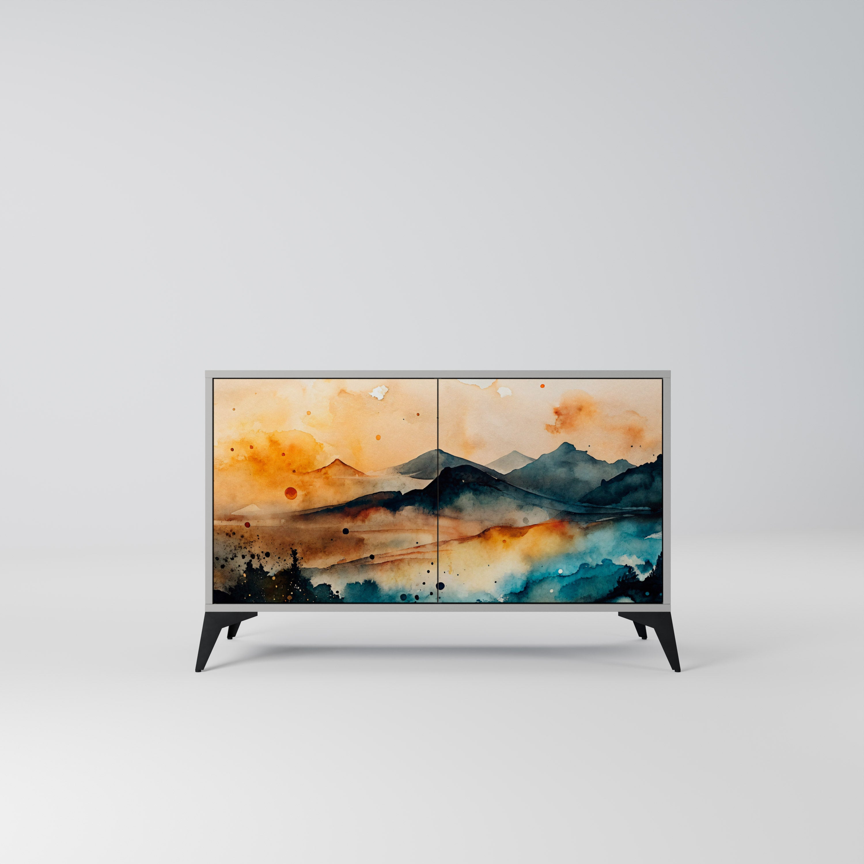 Aparador de 2 puertas OMINOUS MOUNTAINS en acabado gris