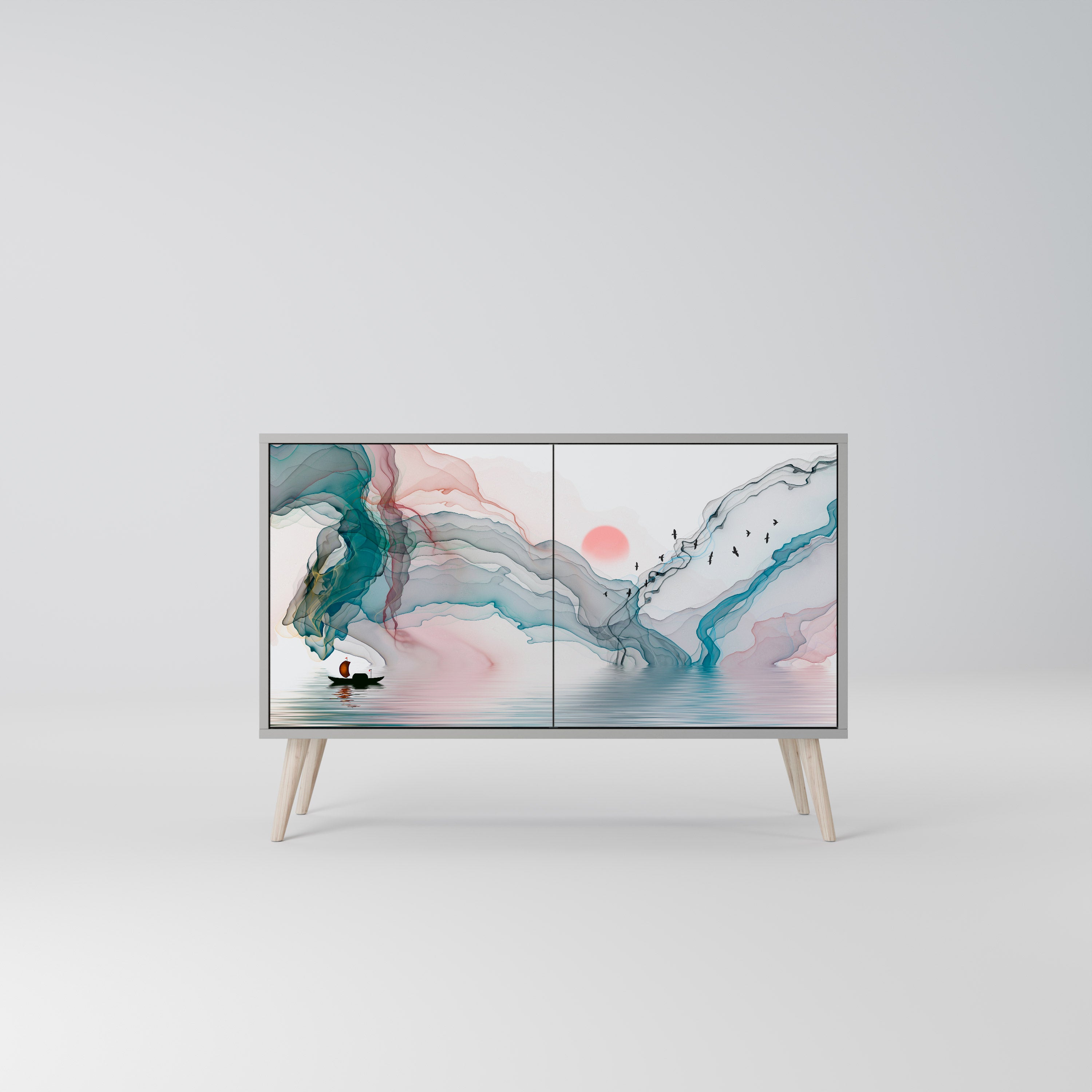 Aparador de 2 puertas VELVET CROSSING en acabado gris