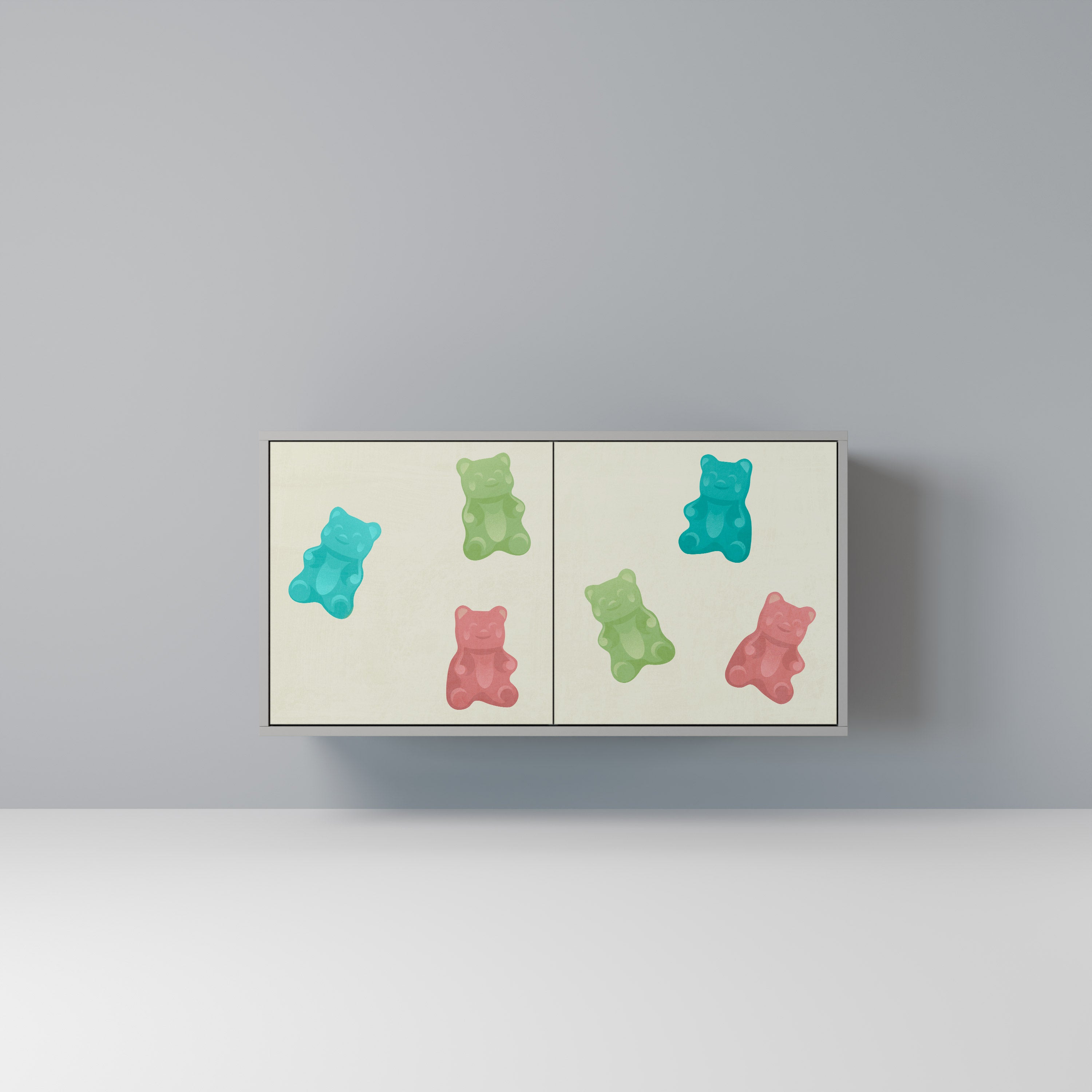 Aparador de 2 puertas GUMMY BEARS en acabado gris