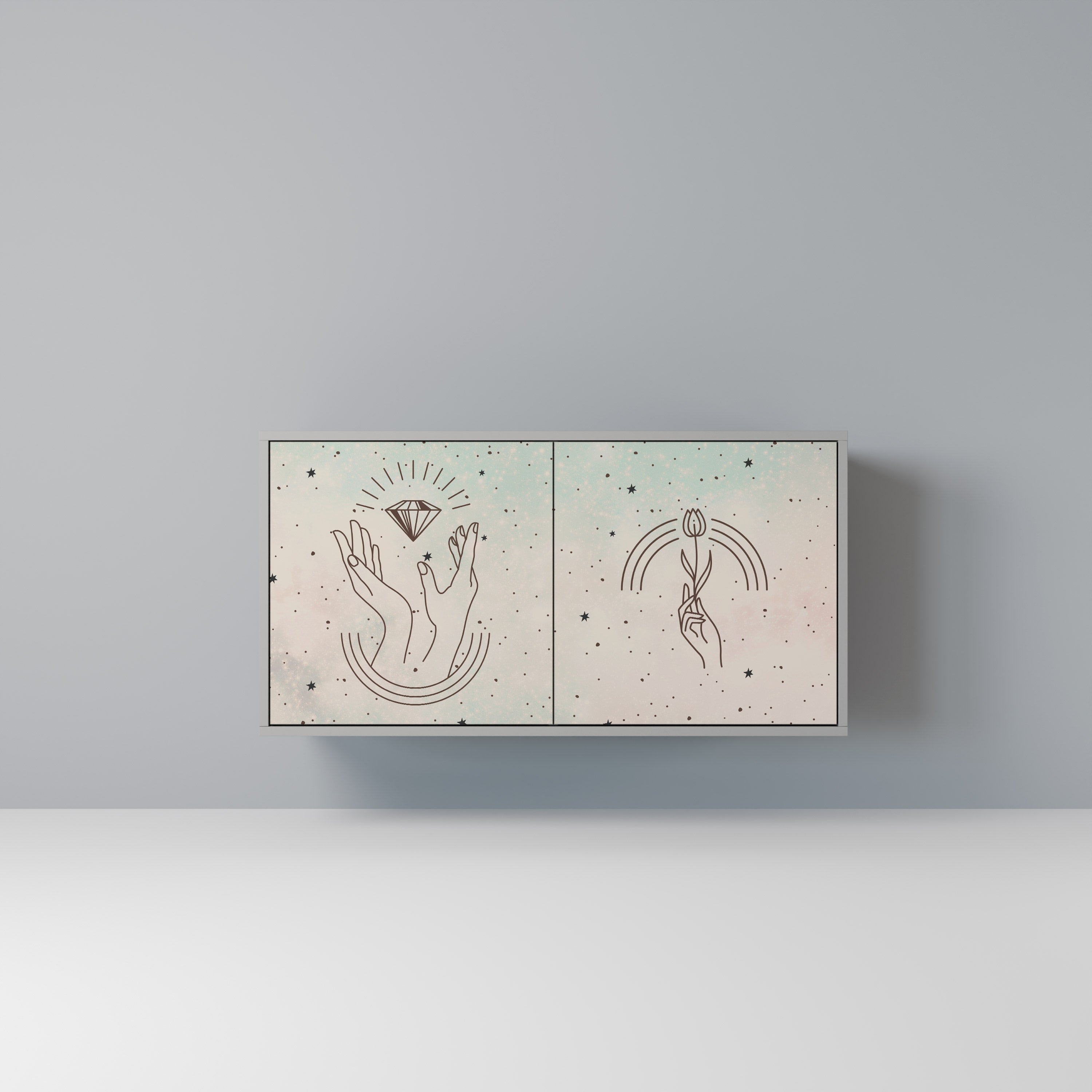 Aparador DELICATE BEAUTY de 2 puertas en acabado gris