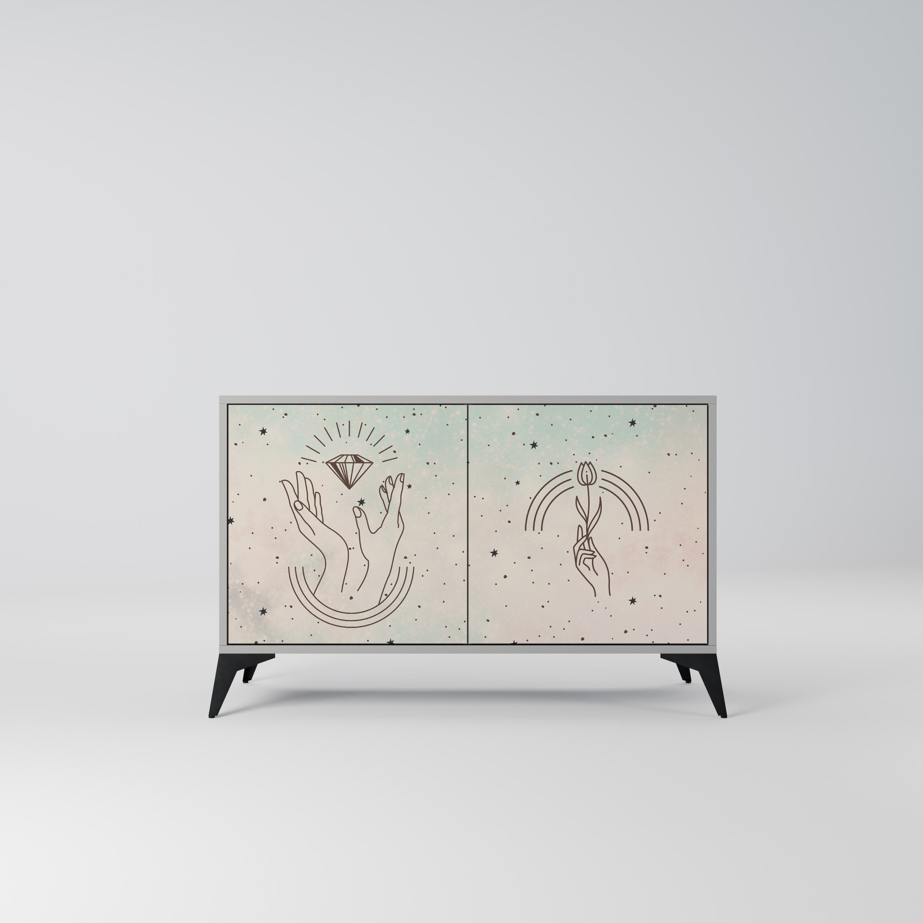 Aparador DELICATE BEAUTY de 2 puertas en acabado gris