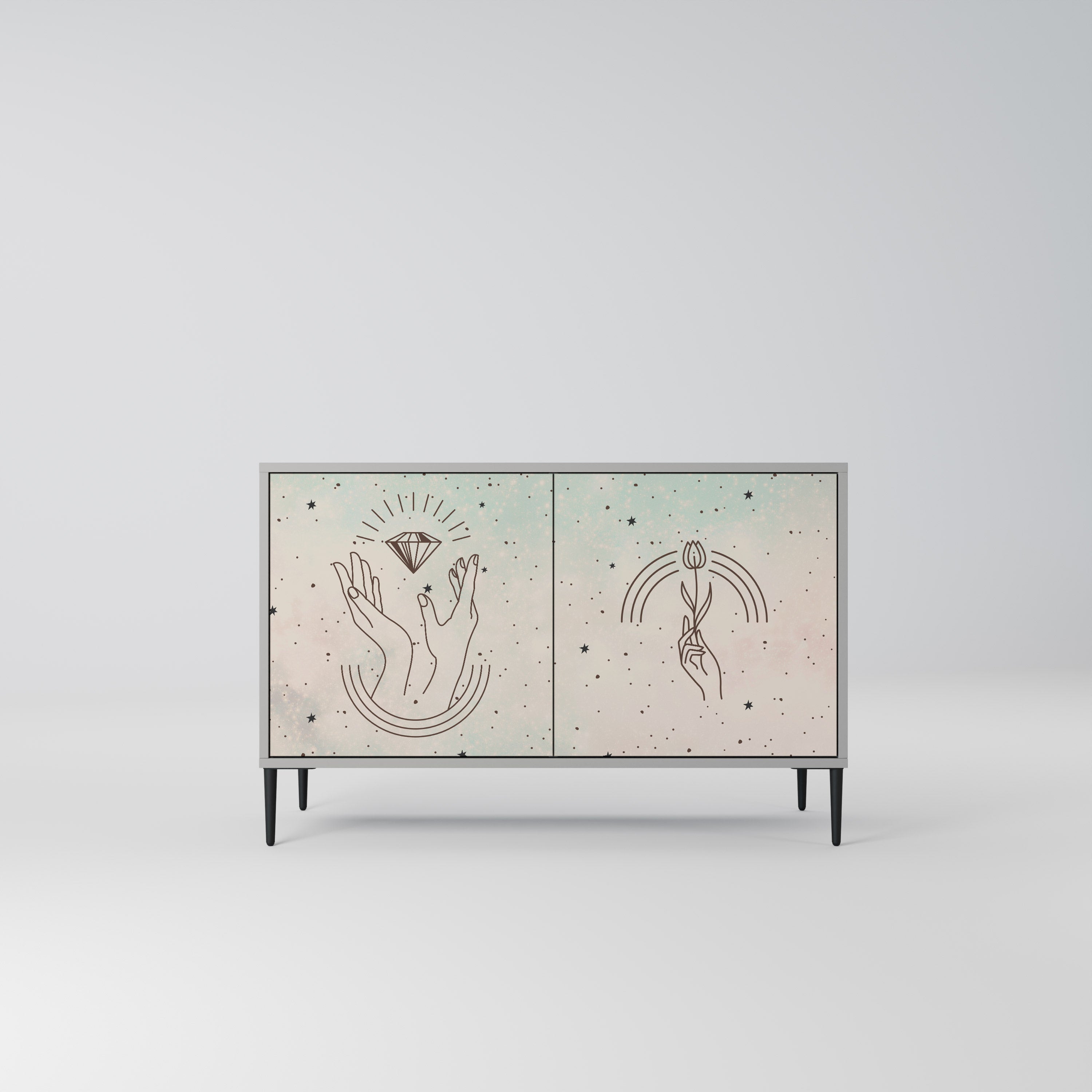 Aparador DELICATE BEAUTY de 2 puertas en acabado gris