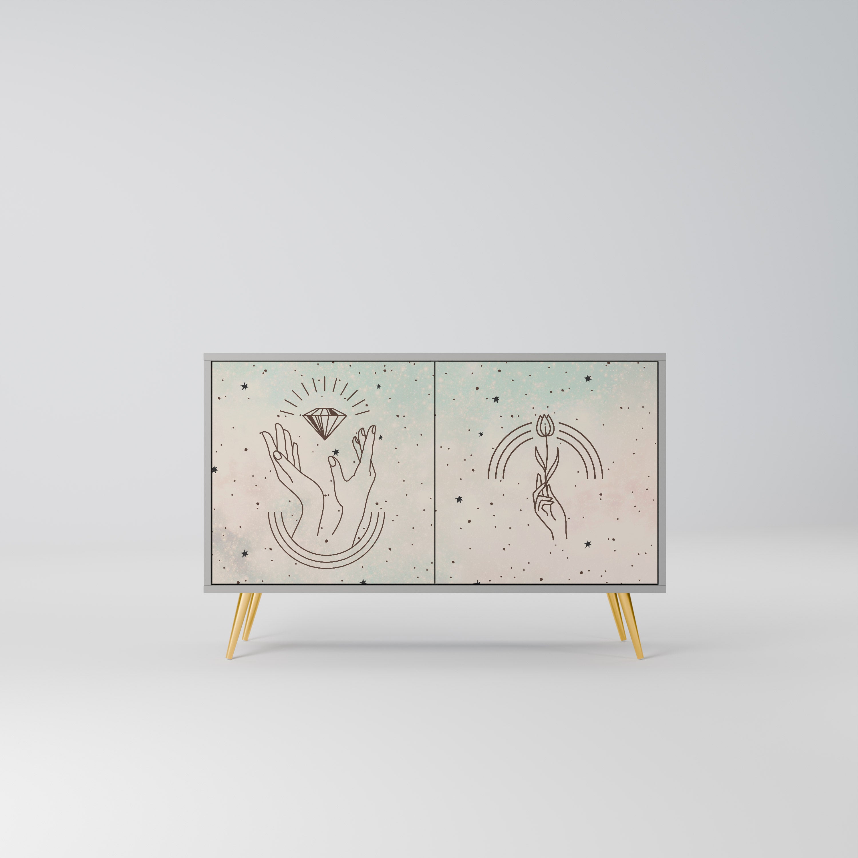 Aparador DELICATE BEAUTY de 2 puertas en acabado gris