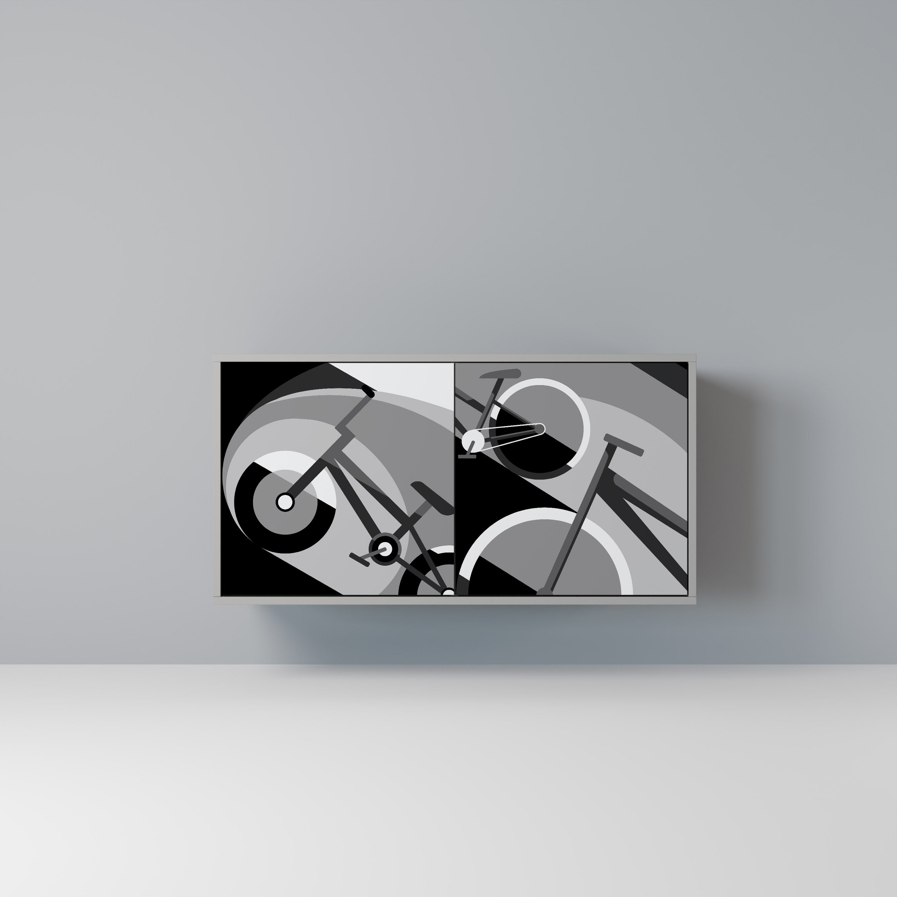 Aparador BIKE ENERGY de 2 puertas con acabado gris