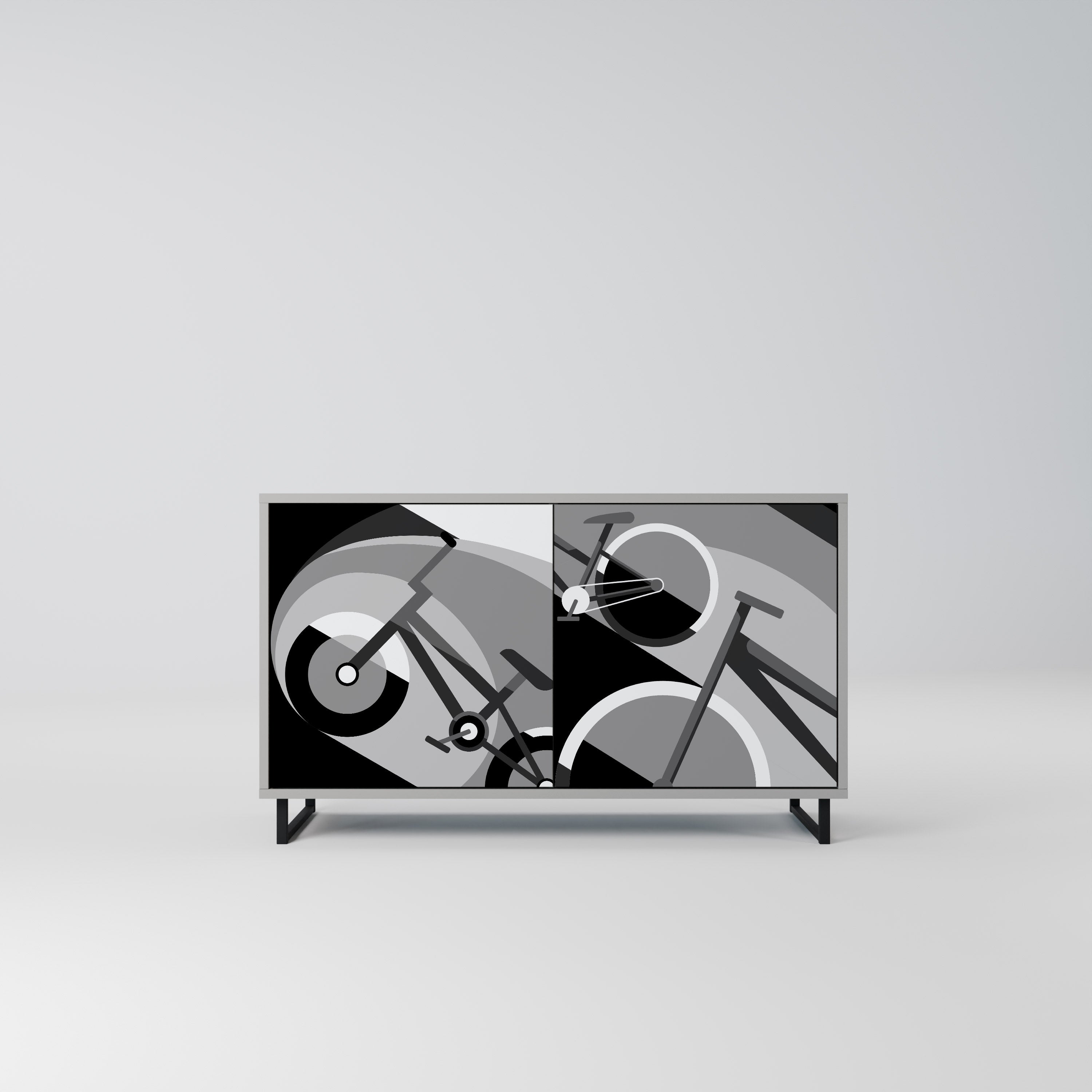 Aparador BIKE ENERGY de 2 puertas con acabado gris