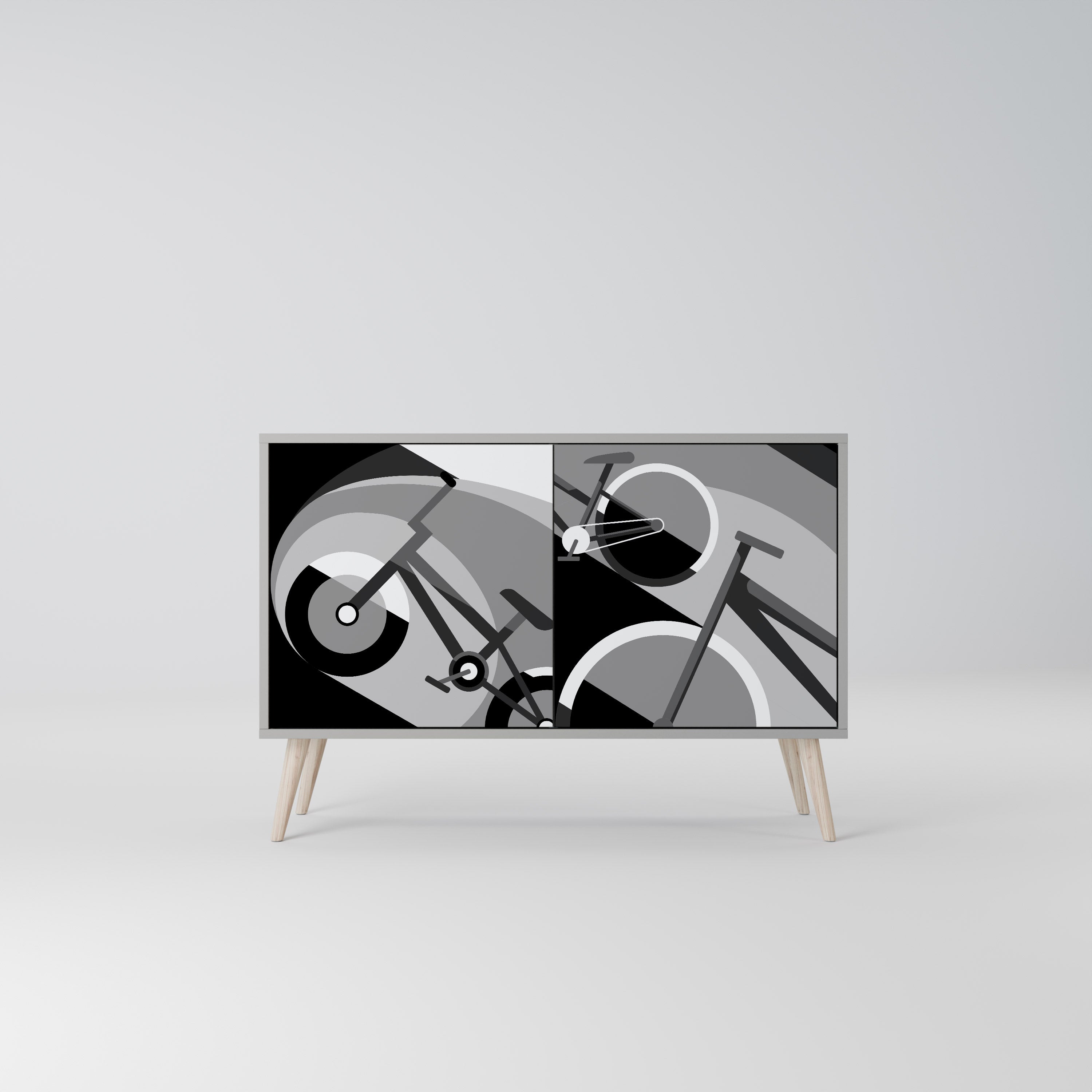 Aparador BIKE ENERGY de 2 puertas con acabado gris