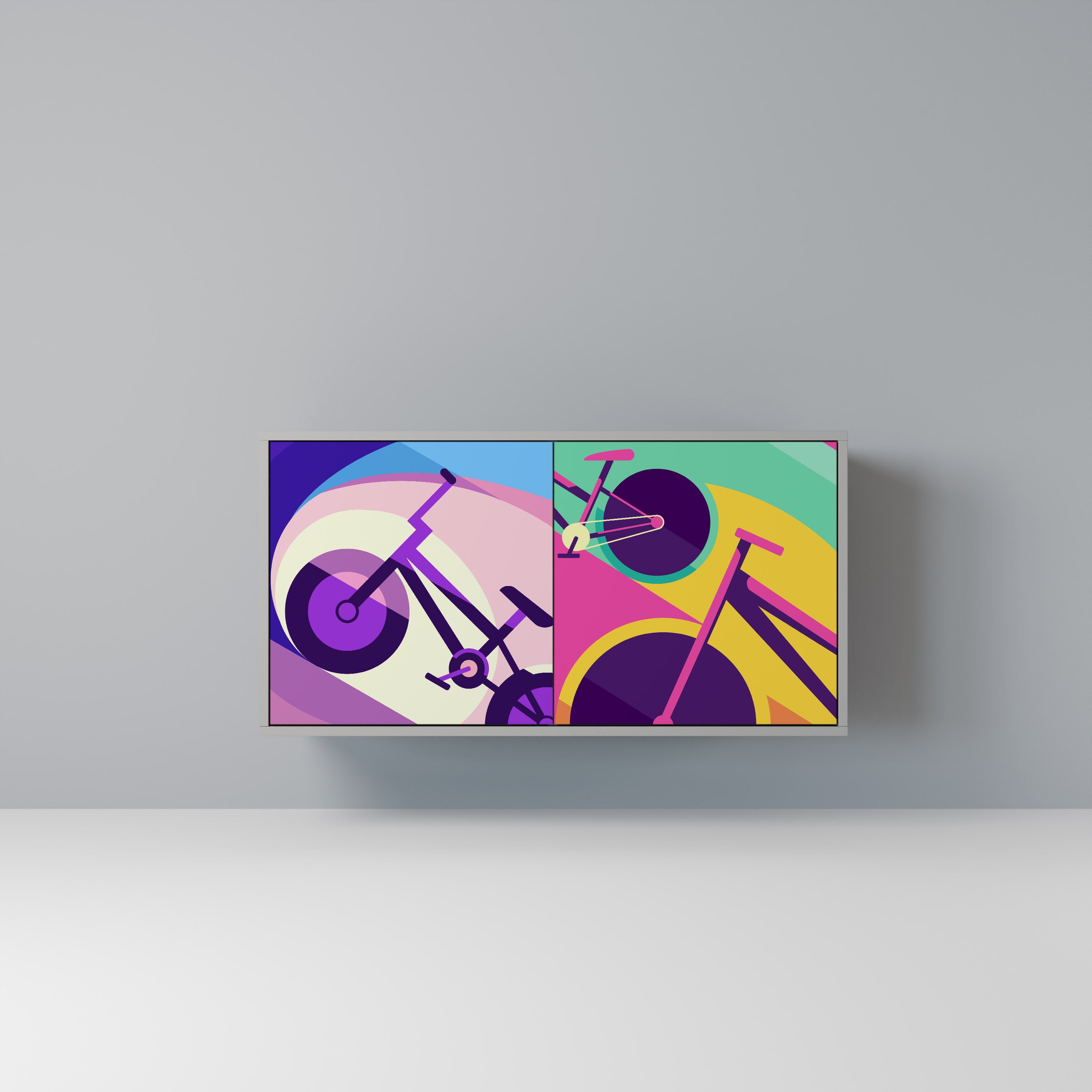 Aparador BIKE DREAMS de 2 puertas en acabado gris