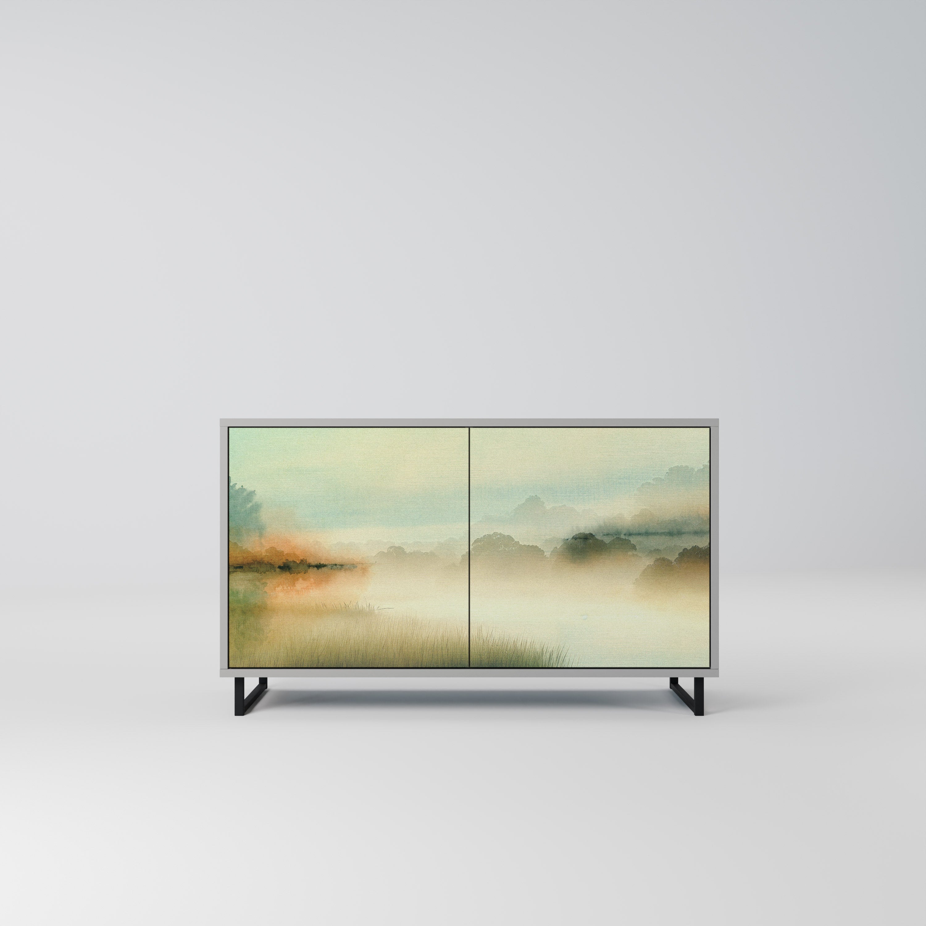 Aparador de 2 puertas MORNING BY THE LAKE en acabado gris