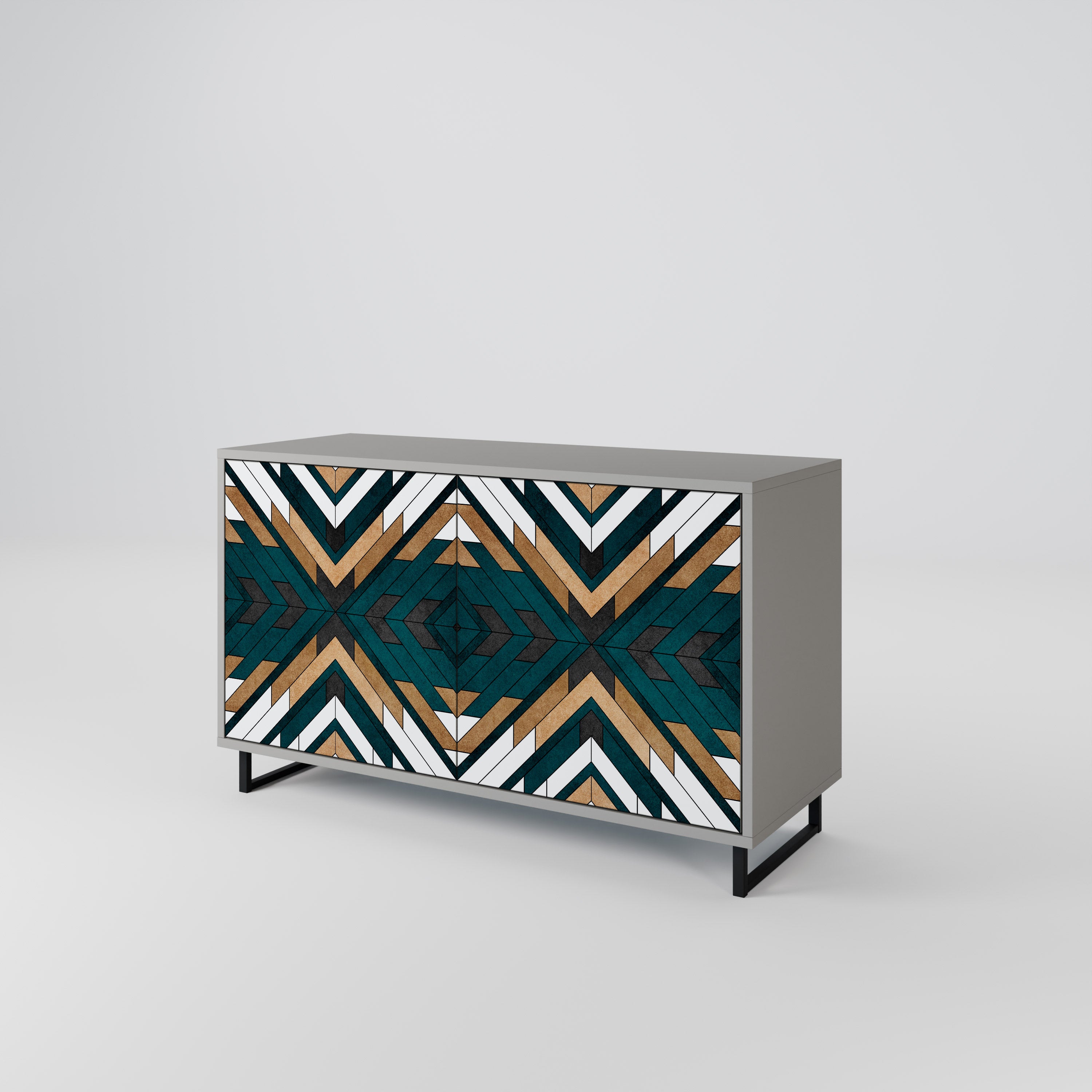 ARTISTIC GEOMETRY 2-Door Sideboard in Grey Finish