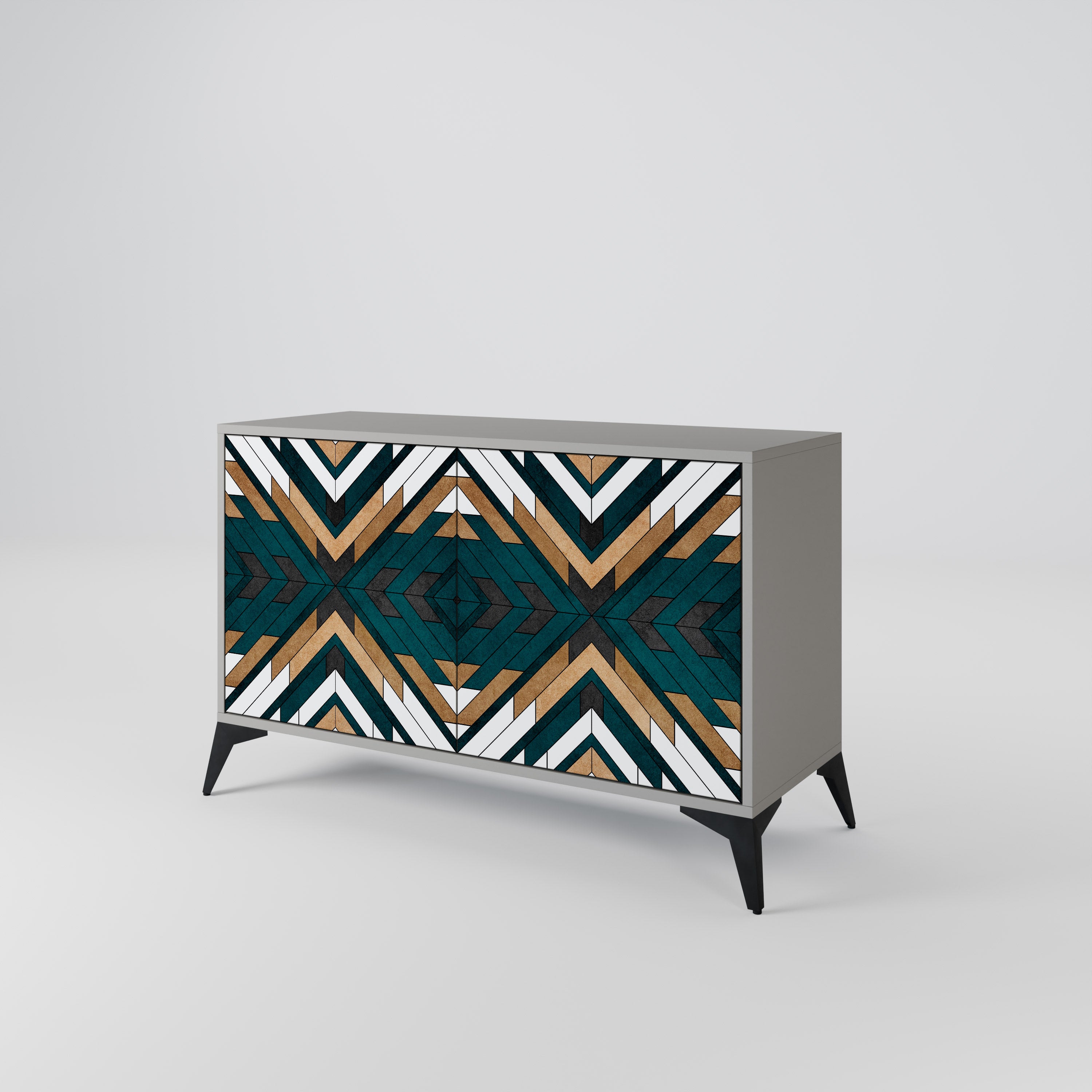 ARTISTIC GEOMETRY 2-Door Sideboard in Grey Finish