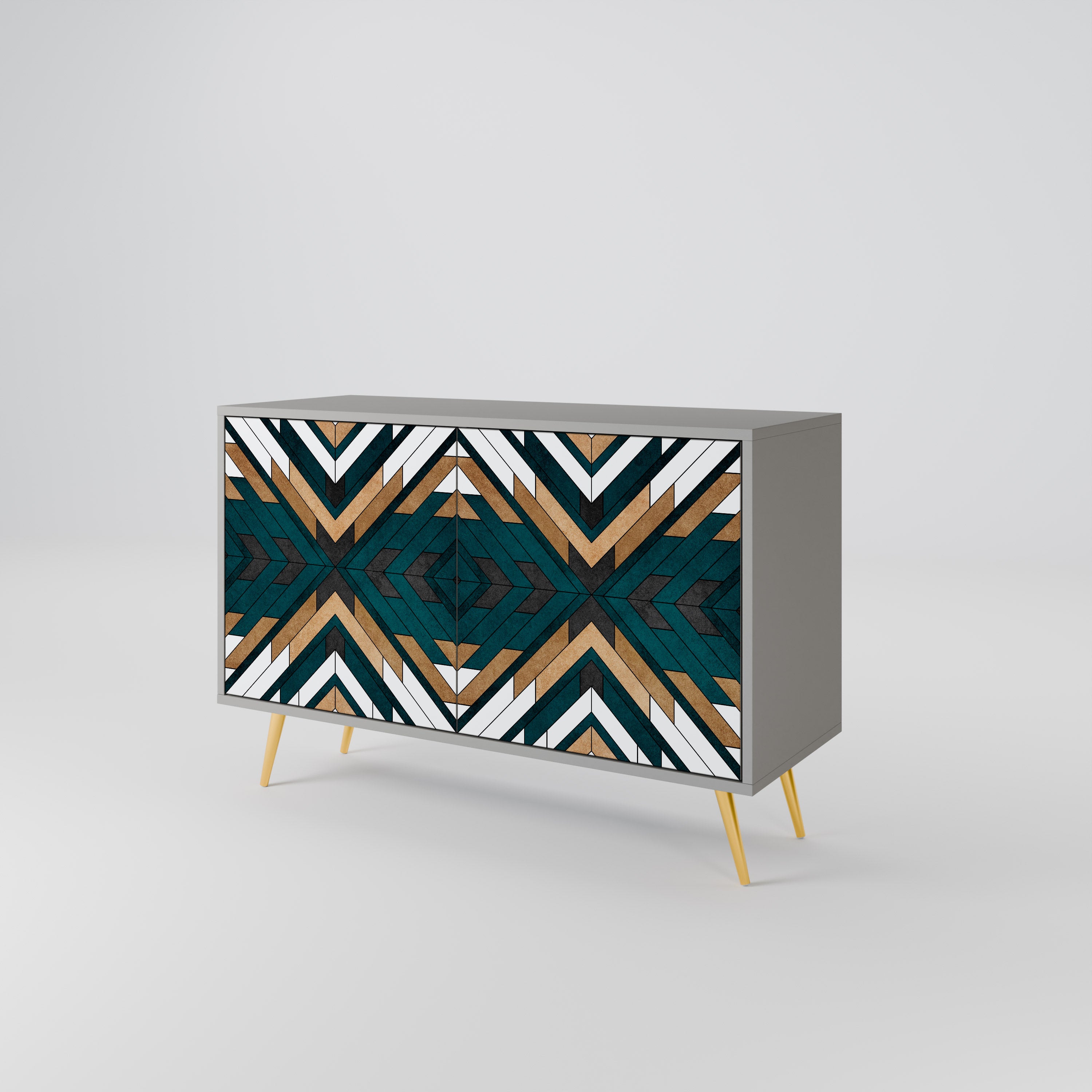 ARTISTIC GEOMETRY 2-Door Sideboard in Grey Finish