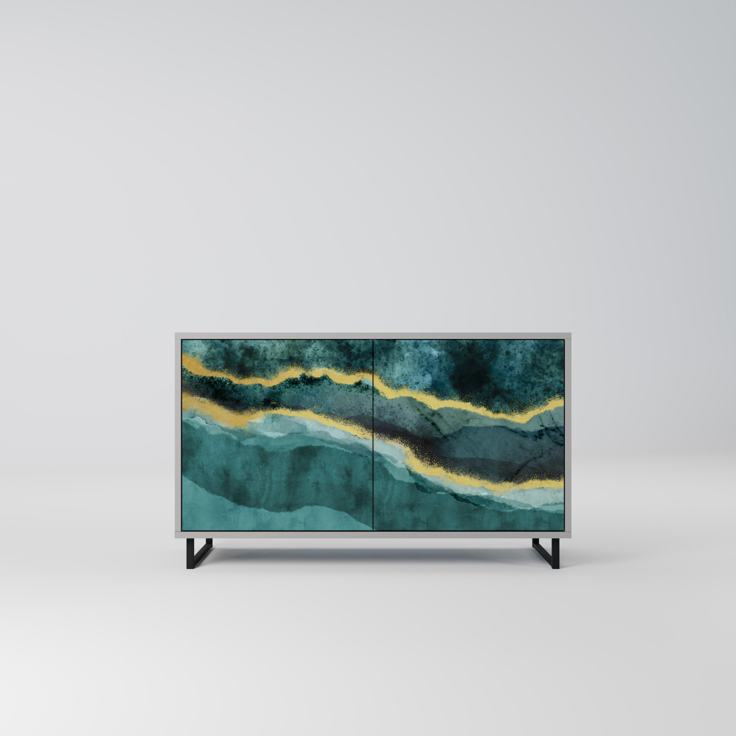 Aparador de 2 puertas GOLDRUSH ODYSSEY en acabado gris