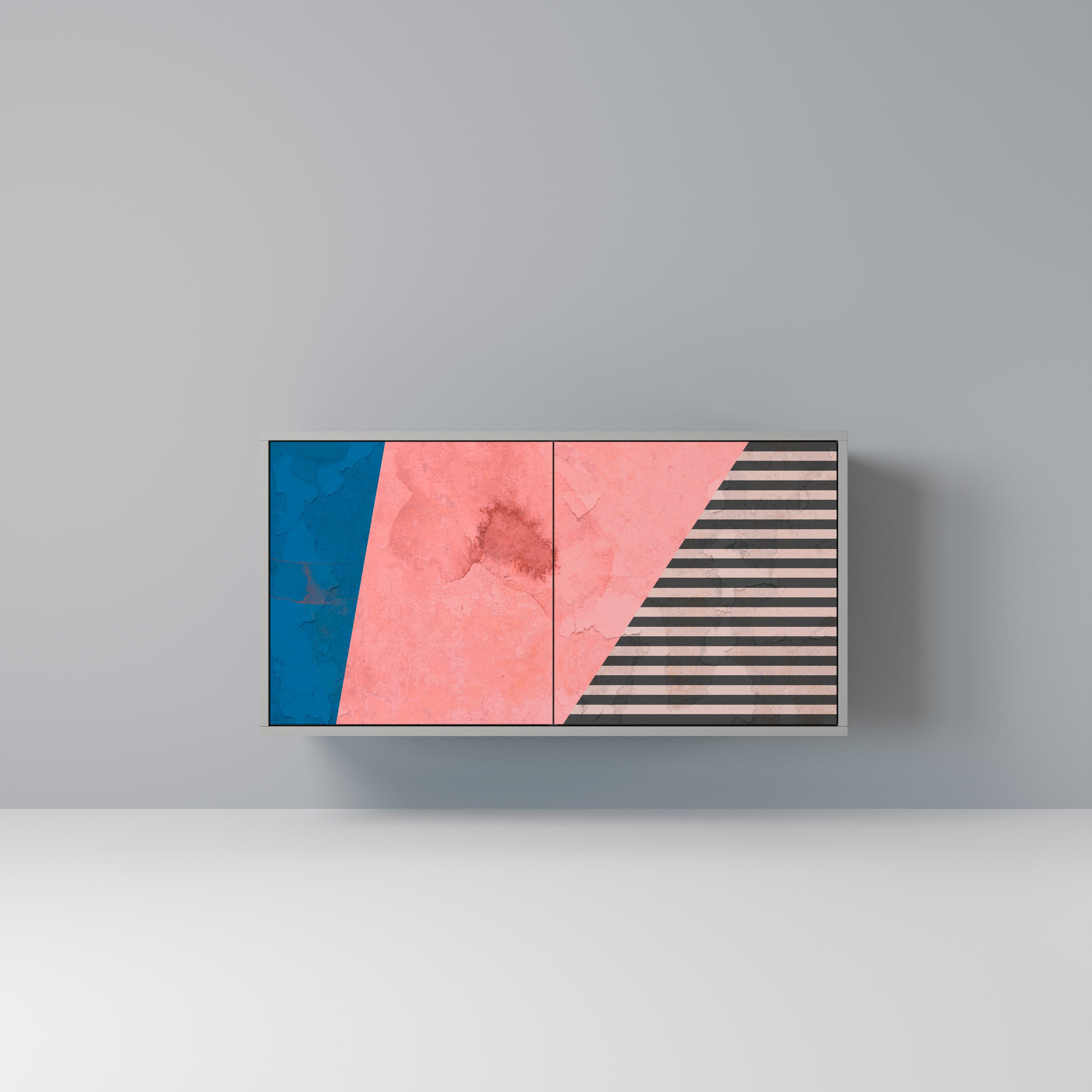 Aparador GLAMOROUS STRIPE de 2 puertas en acabado gris