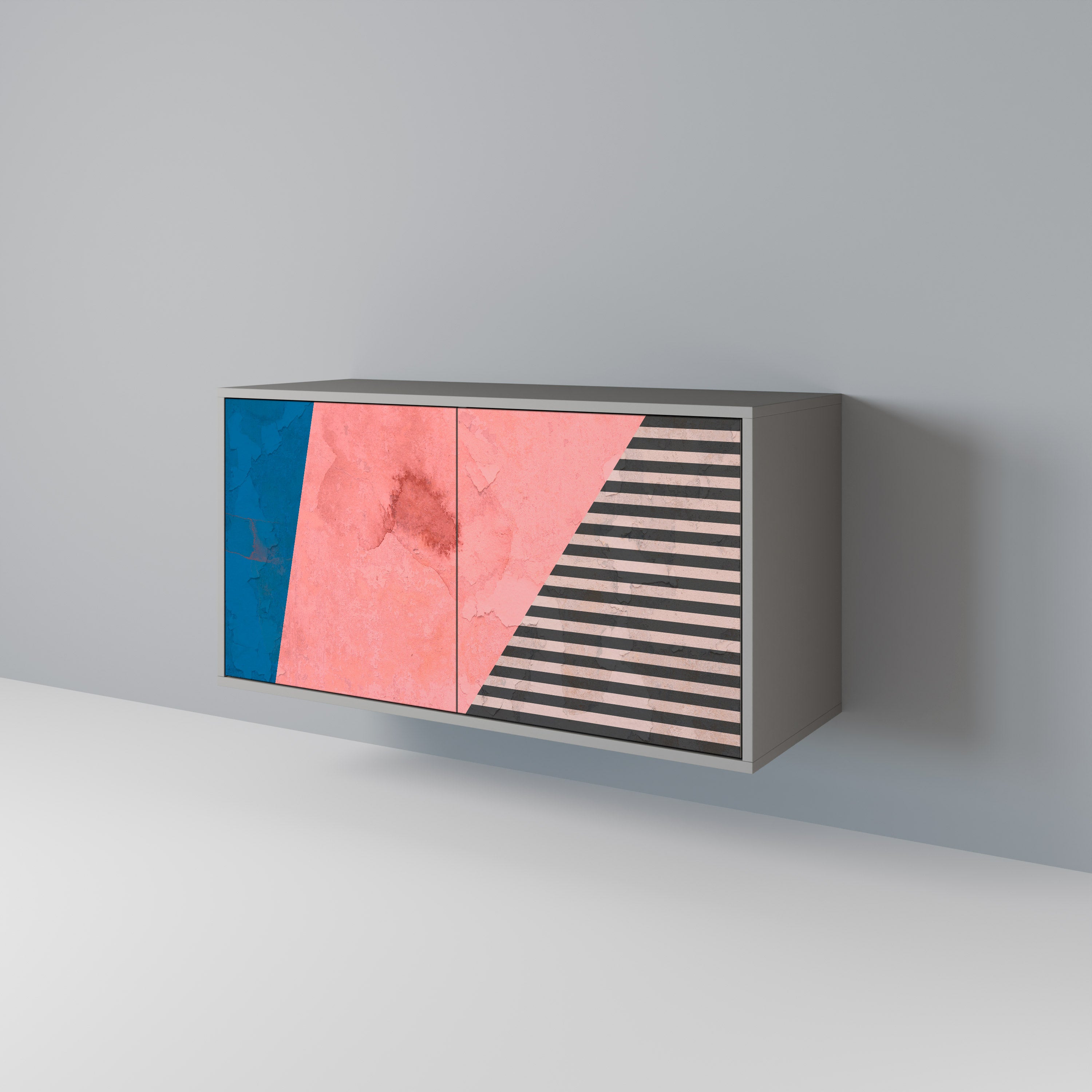 Aparador GLAMOROUS STRIPE de 2 puertas en acabado gris