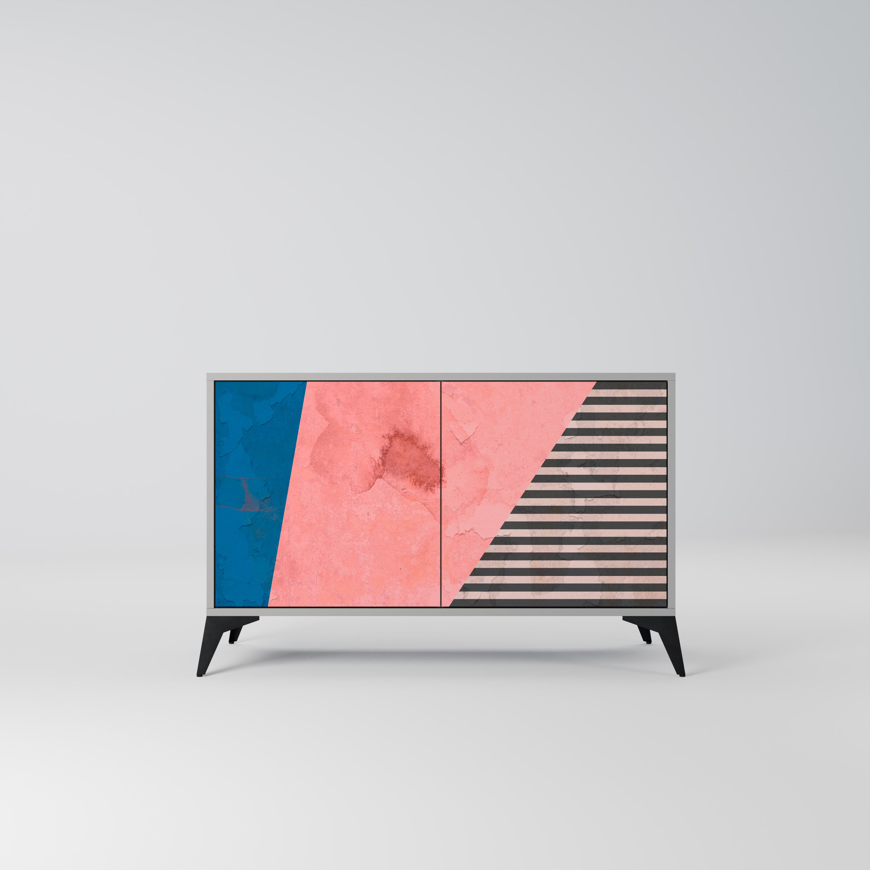 Aparador GLAMOROUS STRIPE de 2 puertas en acabado gris