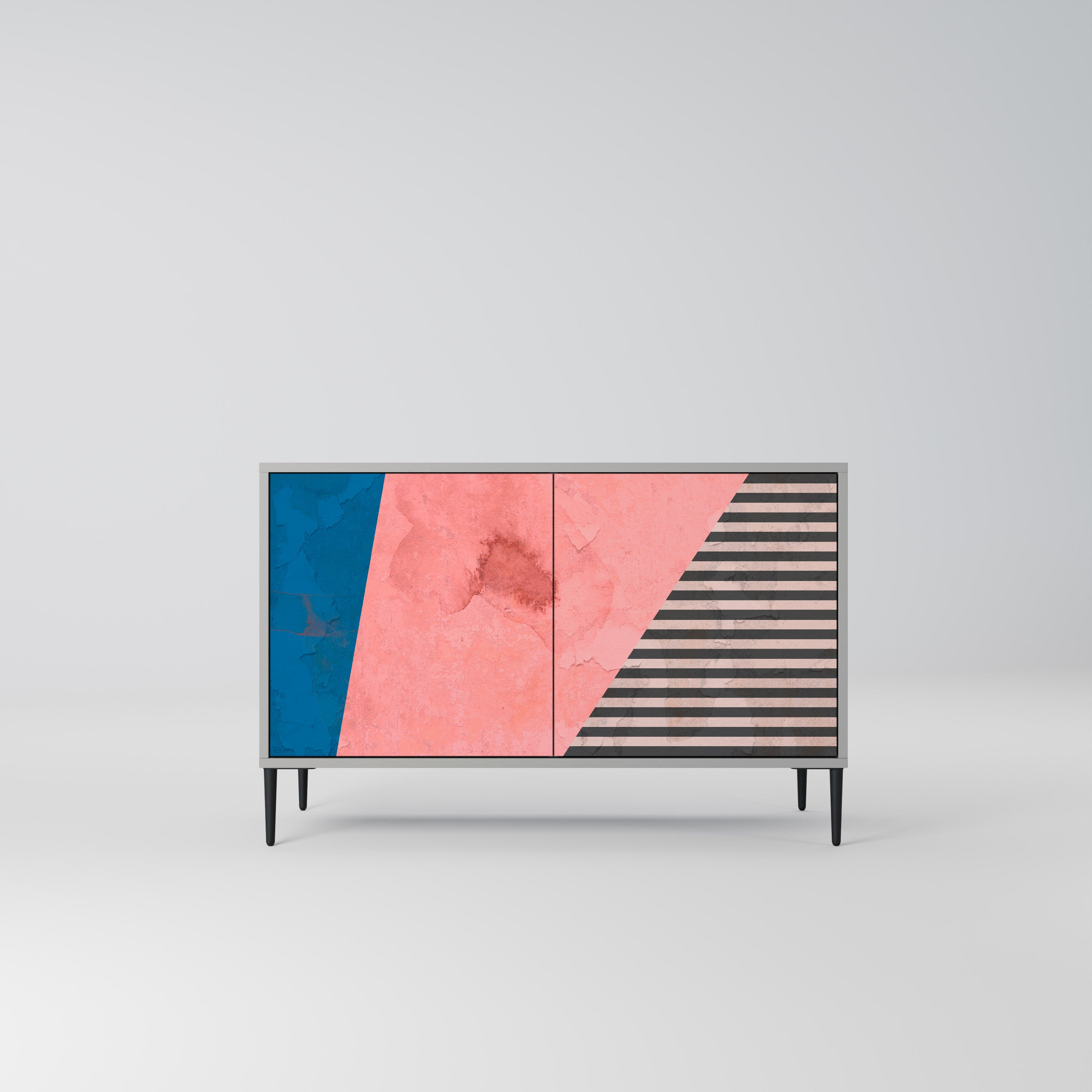 Aparador GLAMOROUS STRIPE de 2 puertas en acabado gris