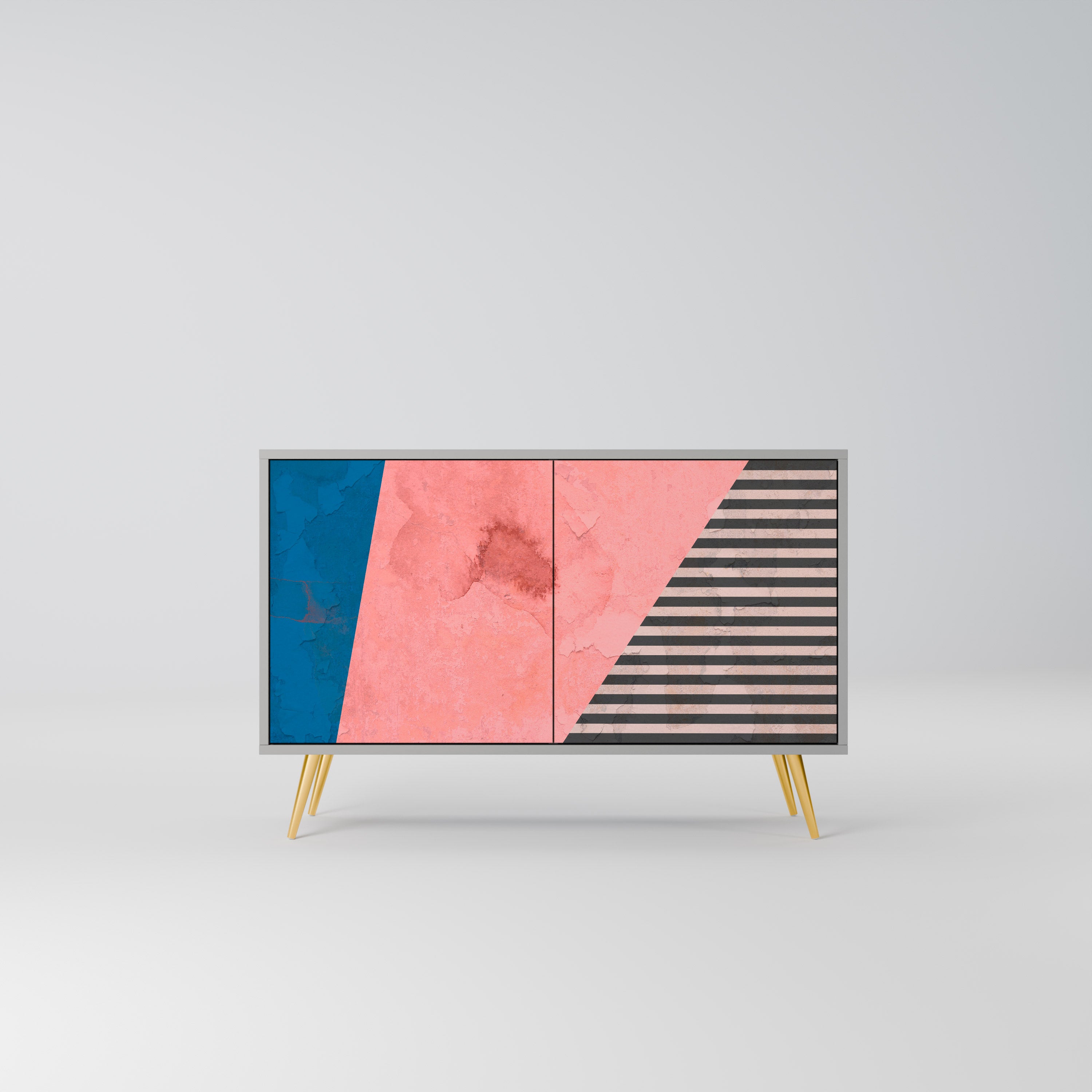 Aparador GLAMOROUS STRIPE de 2 puertas en acabado gris