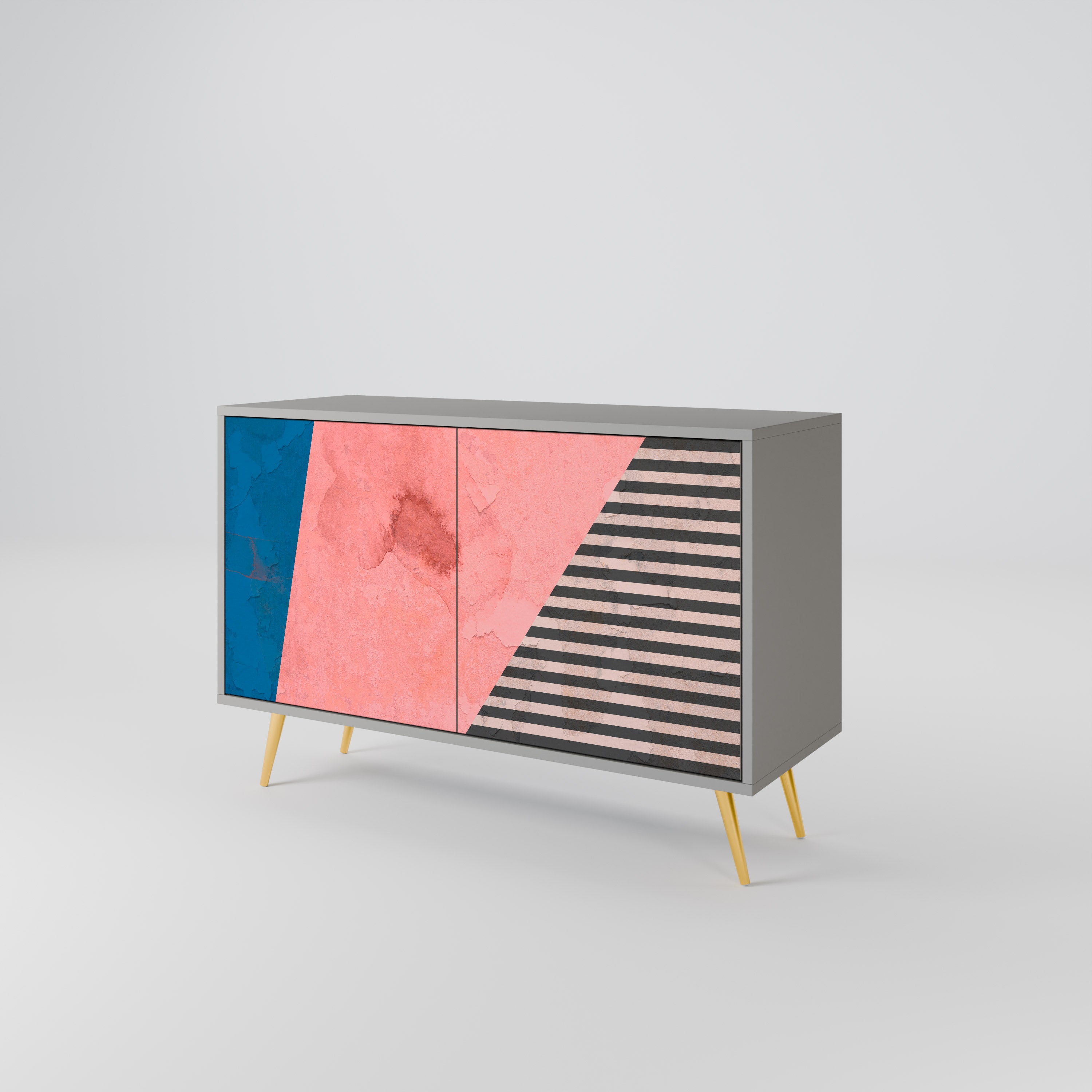 Aparador GLAMOROUS STRIPE de 2 puertas en acabado gris