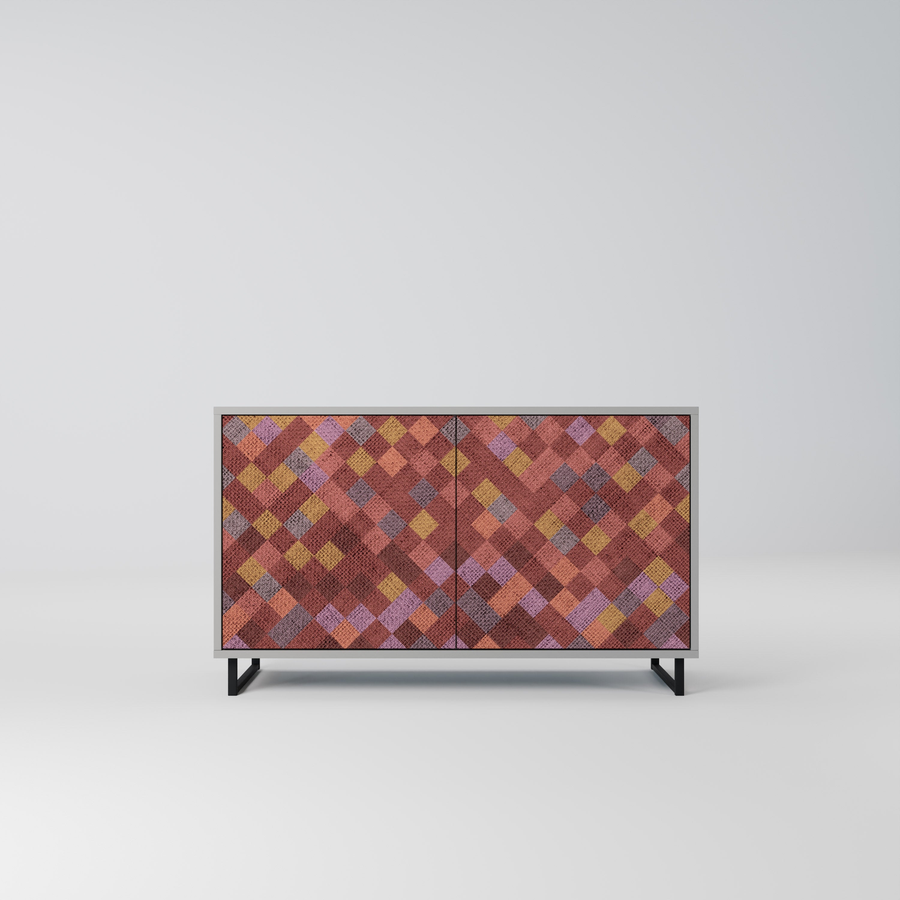 Aparador de 2 puertas PAINTED SQUARES en acabado gris