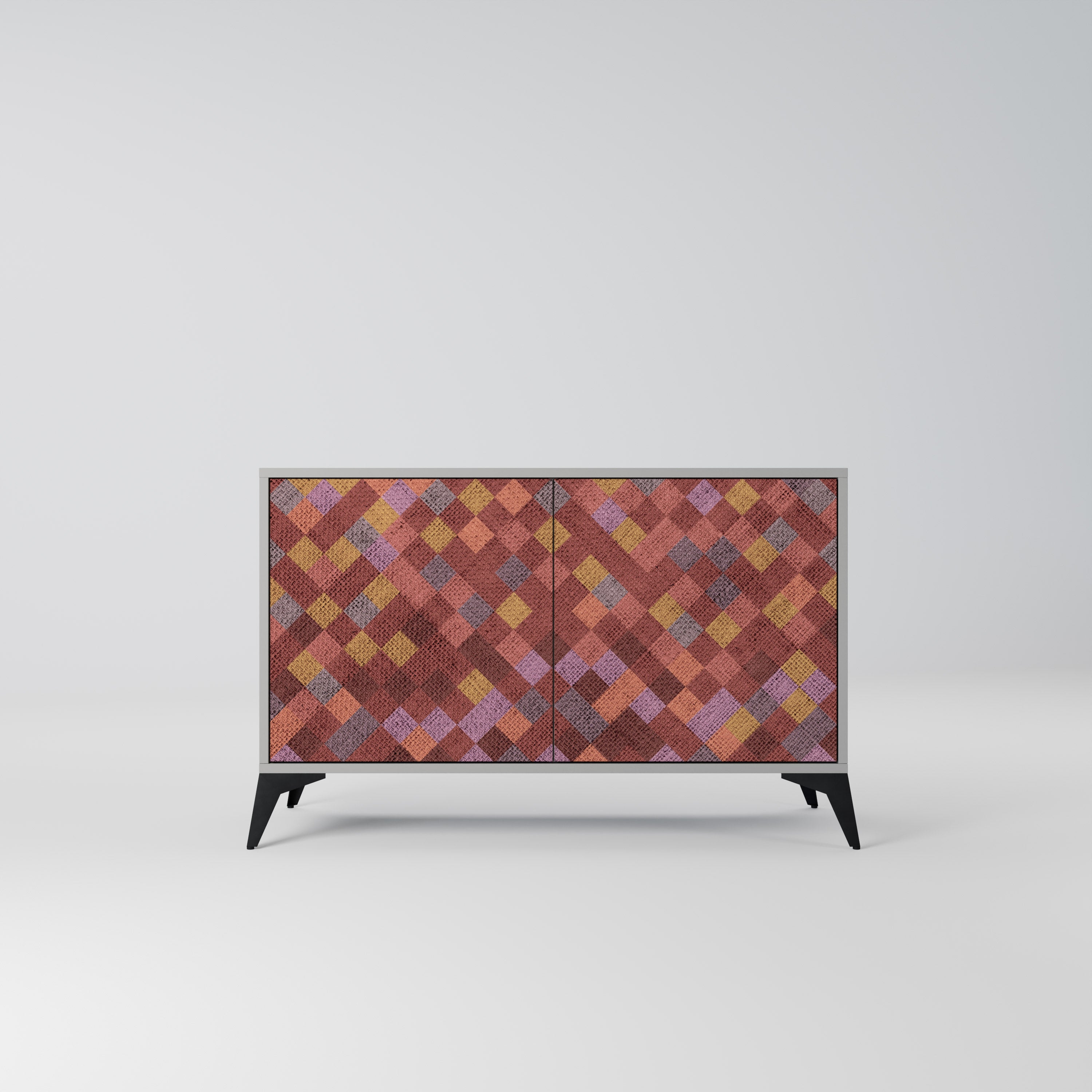 Aparador de 2 puertas PAINTED SQUARES en acabado gris