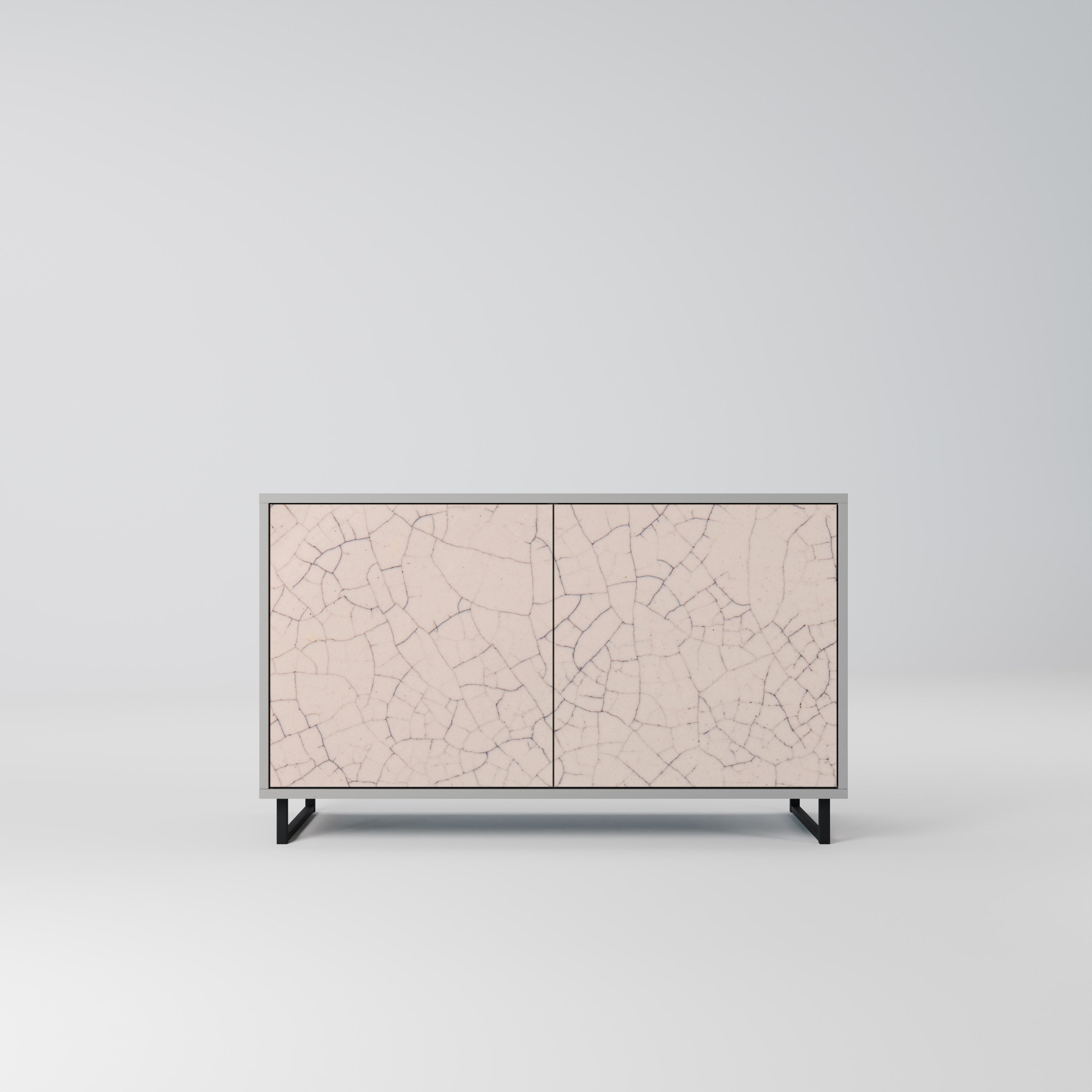 Aparador de 2 puertas con textura cerámica en acabado gris