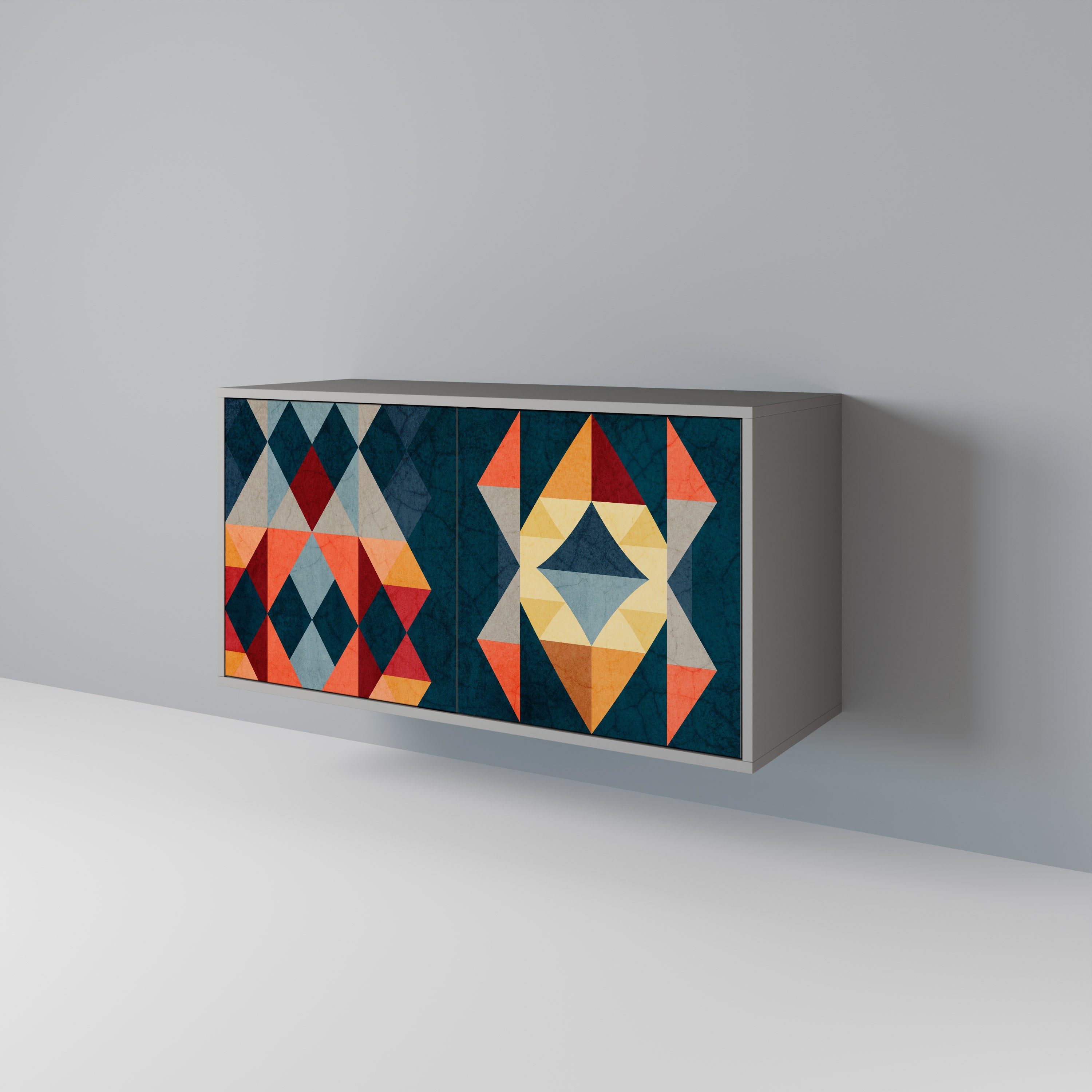 Aparador de 2 puertas CRACKED ILLUSION en acabado gris