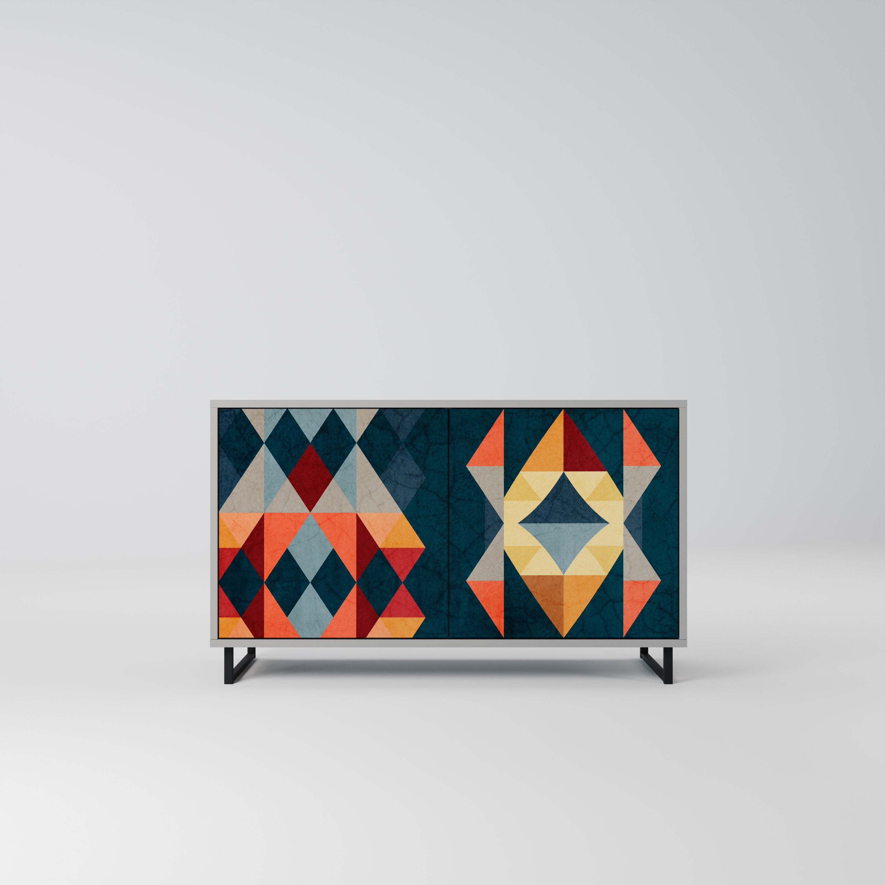 Aparador de 2 puertas CRACKED ILLUSION en acabado gris