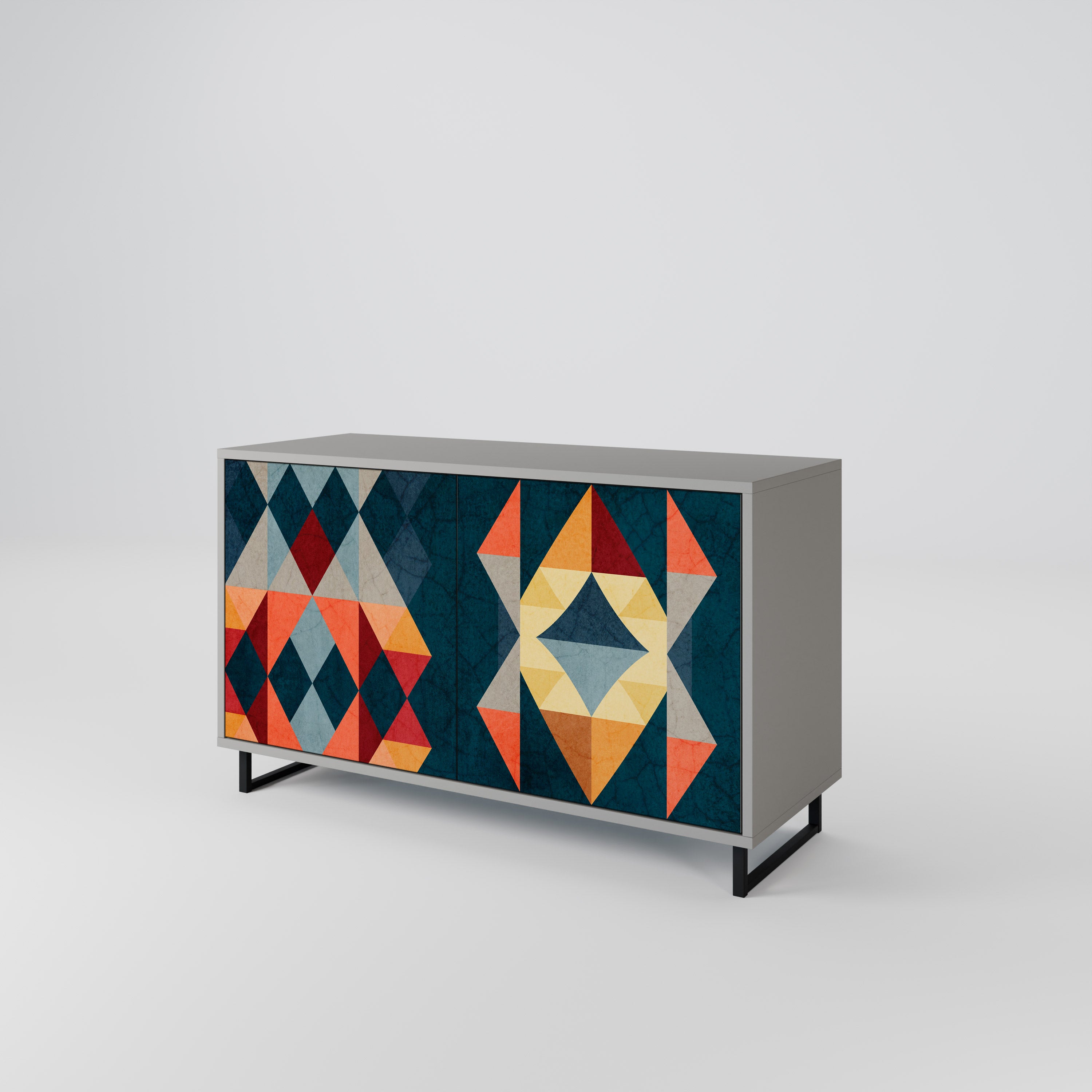 Aparador de 2 puertas CRACKED ILLUSION en acabado gris