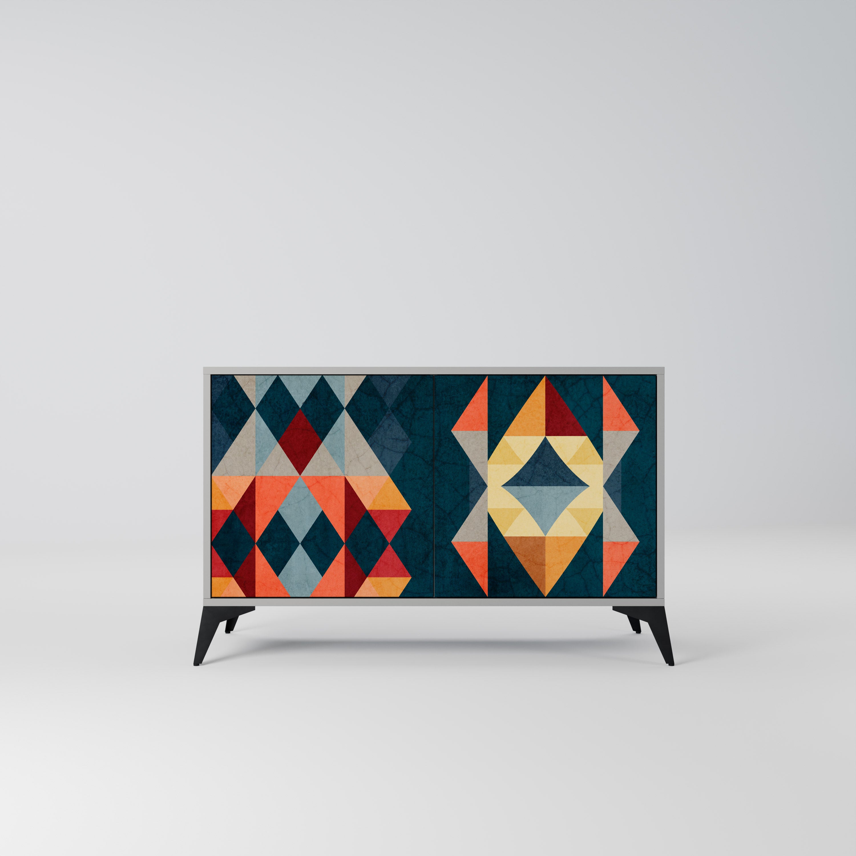 Aparador de 2 puertas CRACKED ILLUSION en acabado gris