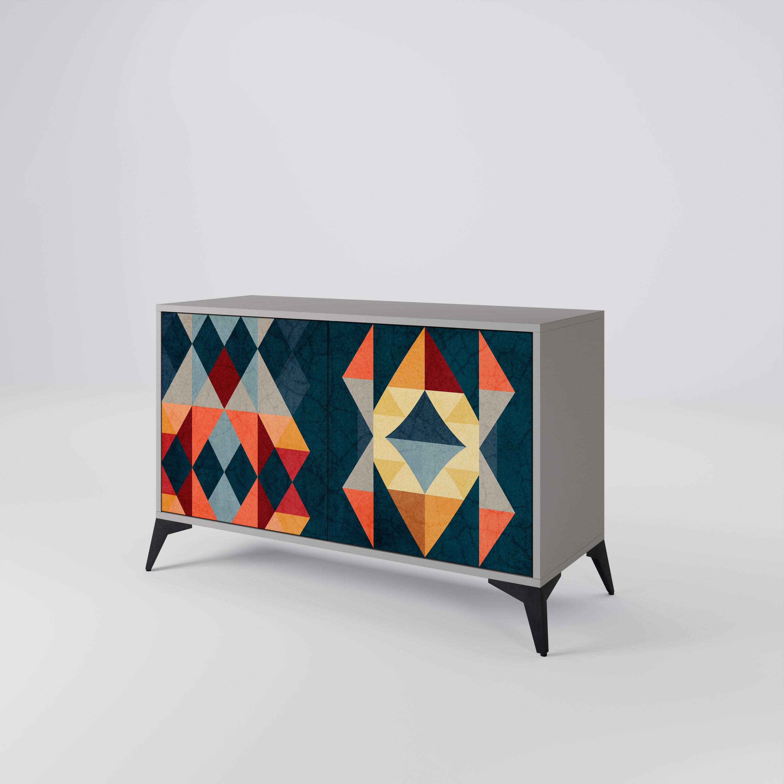 Aparador de 2 puertas CRACKED ILLUSION en acabado gris