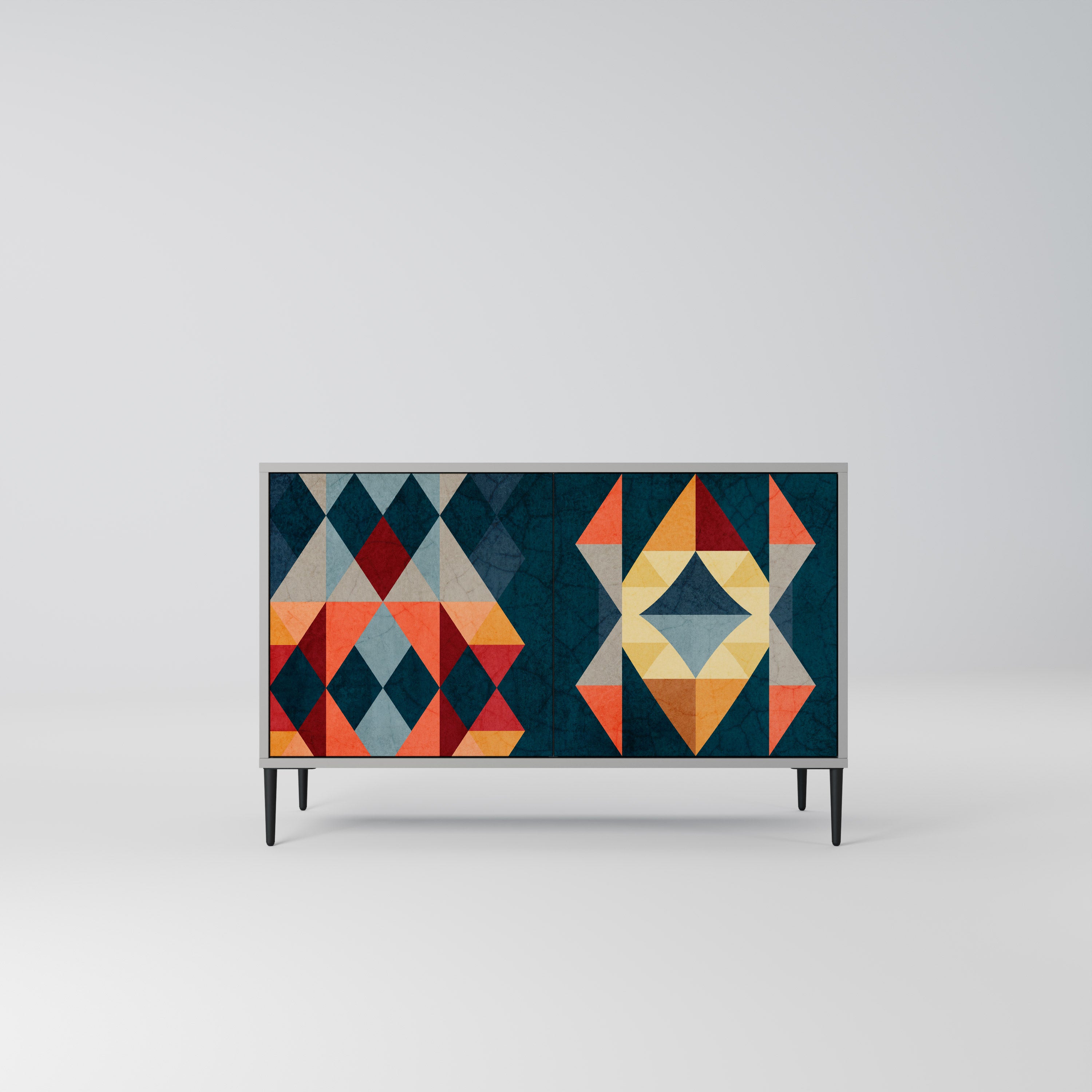 Aparador de 2 puertas CRACKED ILLUSION en acabado gris