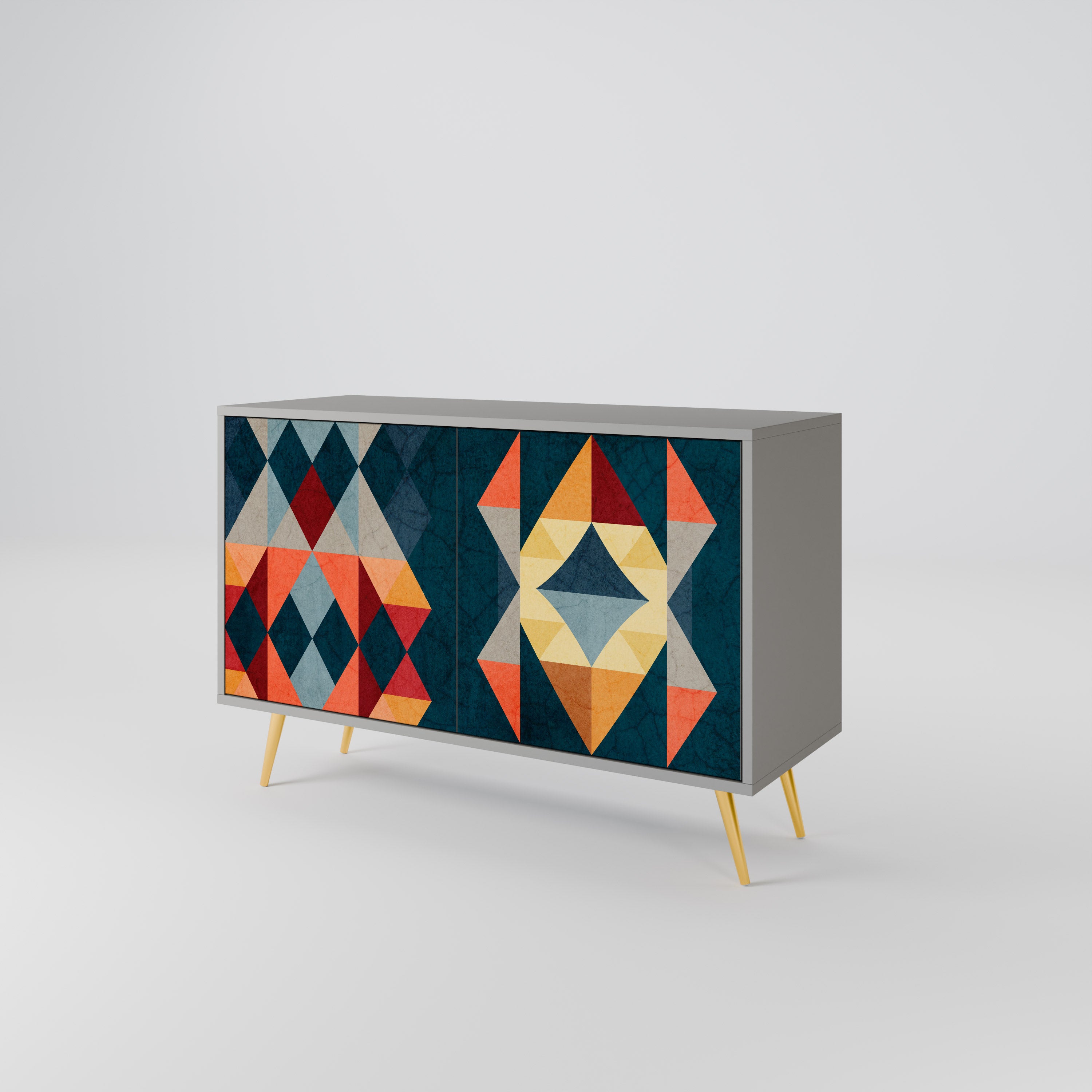 Aparador de 2 puertas CRACKED ILLUSION en acabado gris