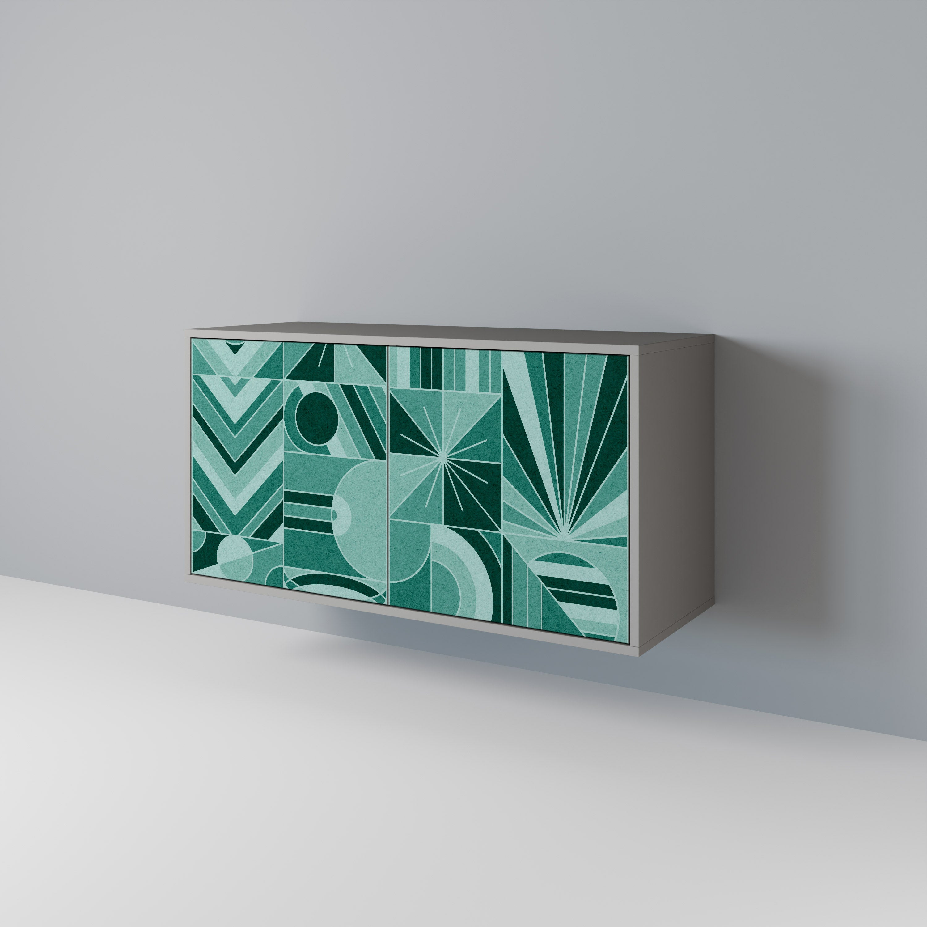 Aparador de 2 puertas HARMONIC GRID en acabado gris