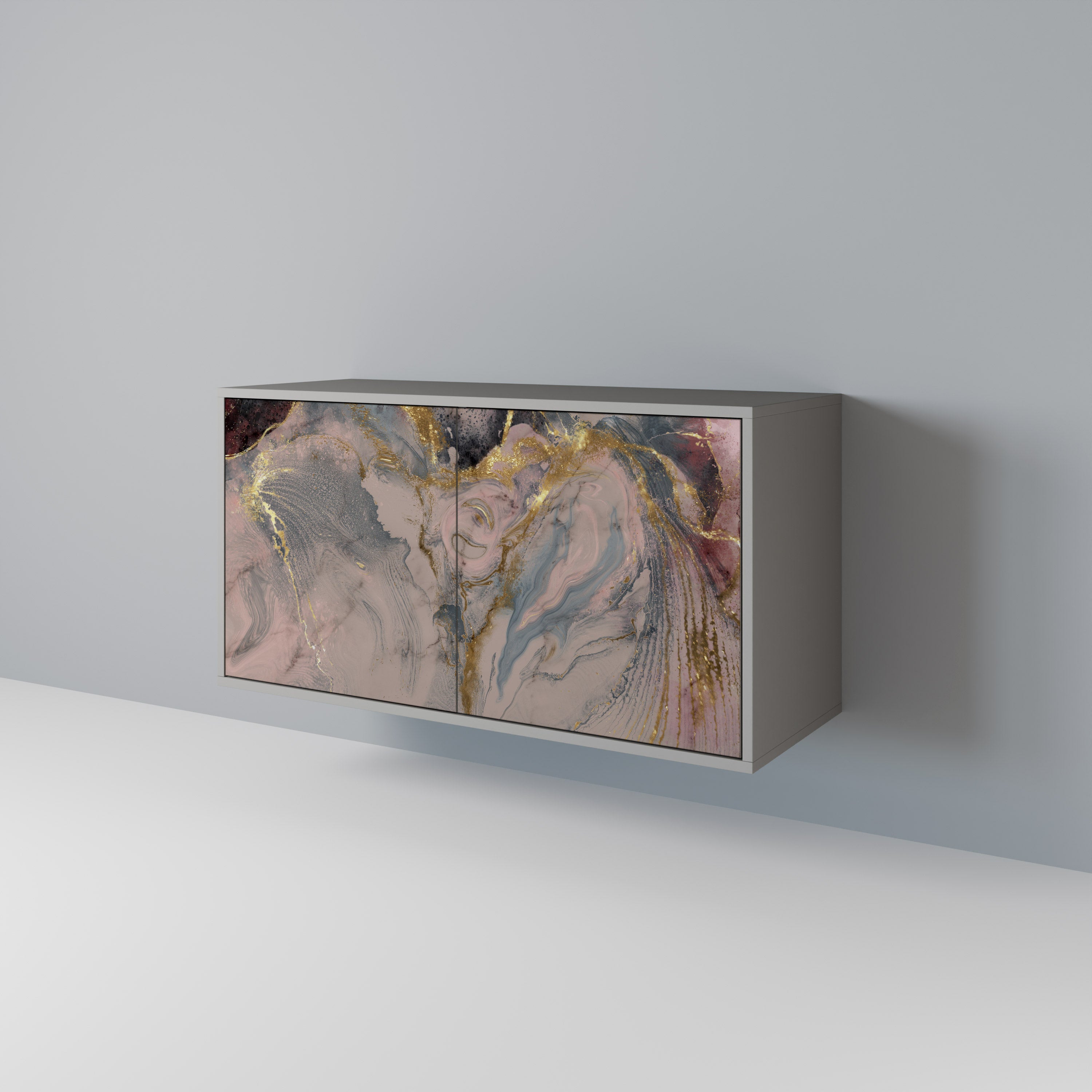 Aparador de 2 puertas GILDED SWIRLS en acabado gris