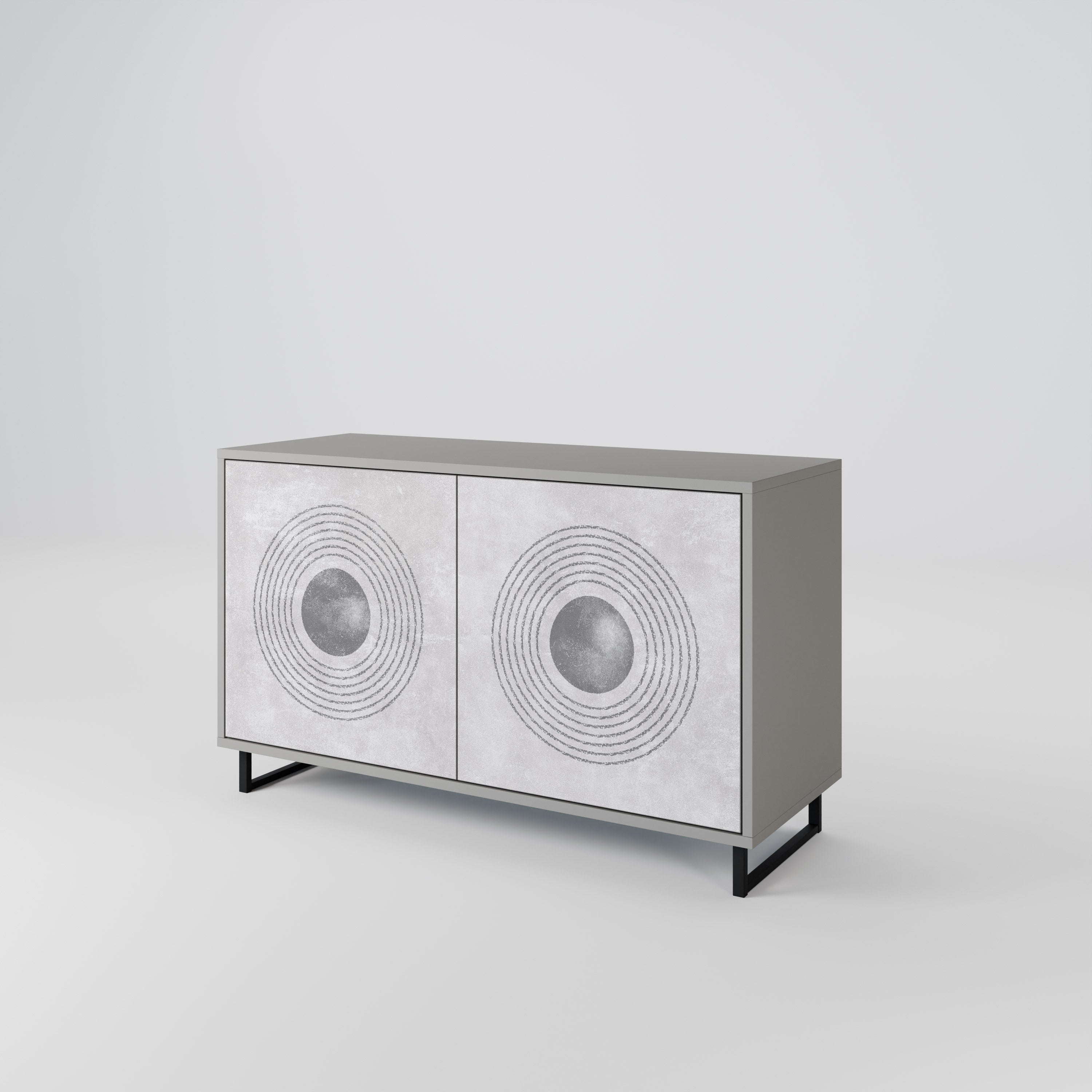 Aparador de 2 puertas SOLID CIRCLES en acabado gris