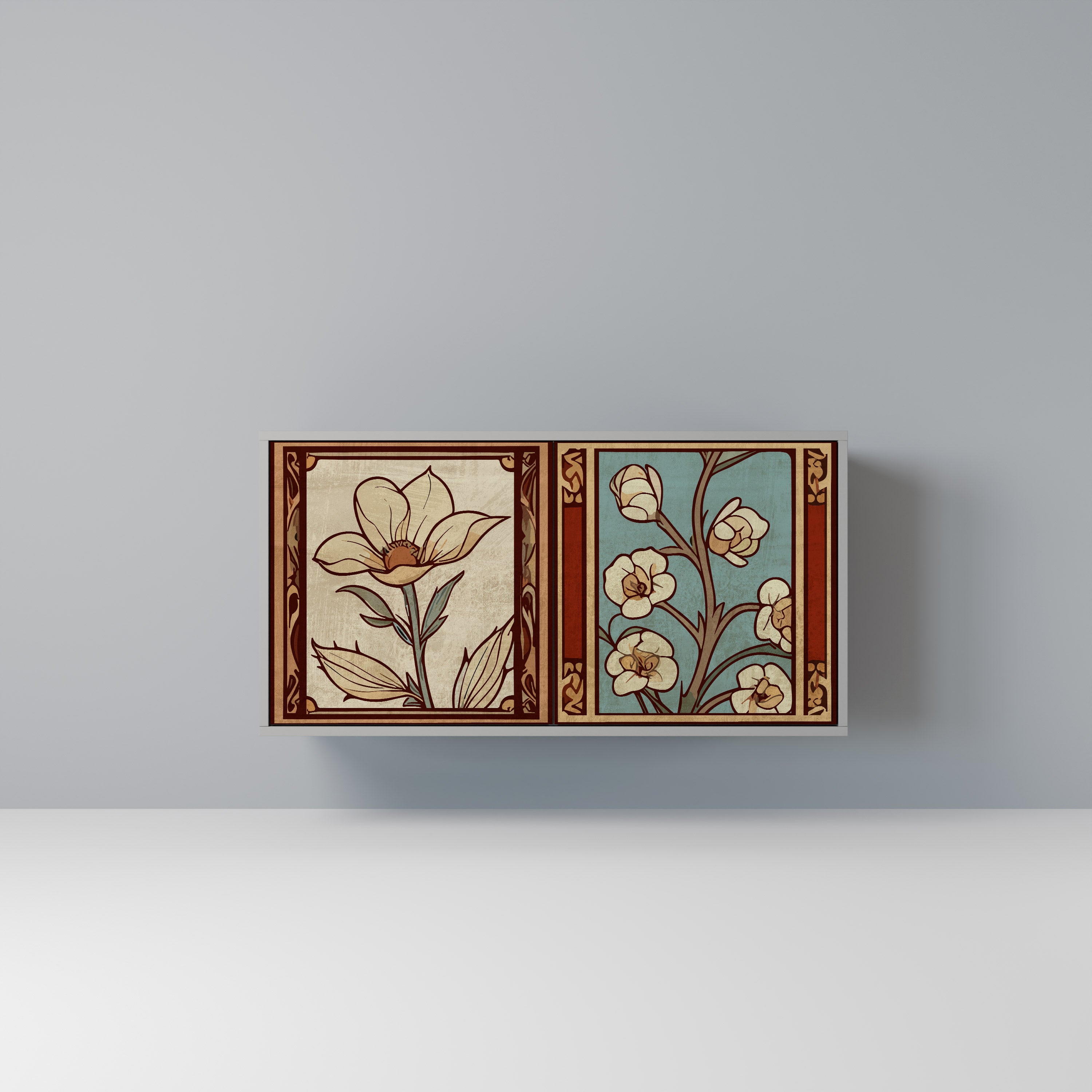 Aparador TIMELESS FLORA de 2 puertas en acabado gris