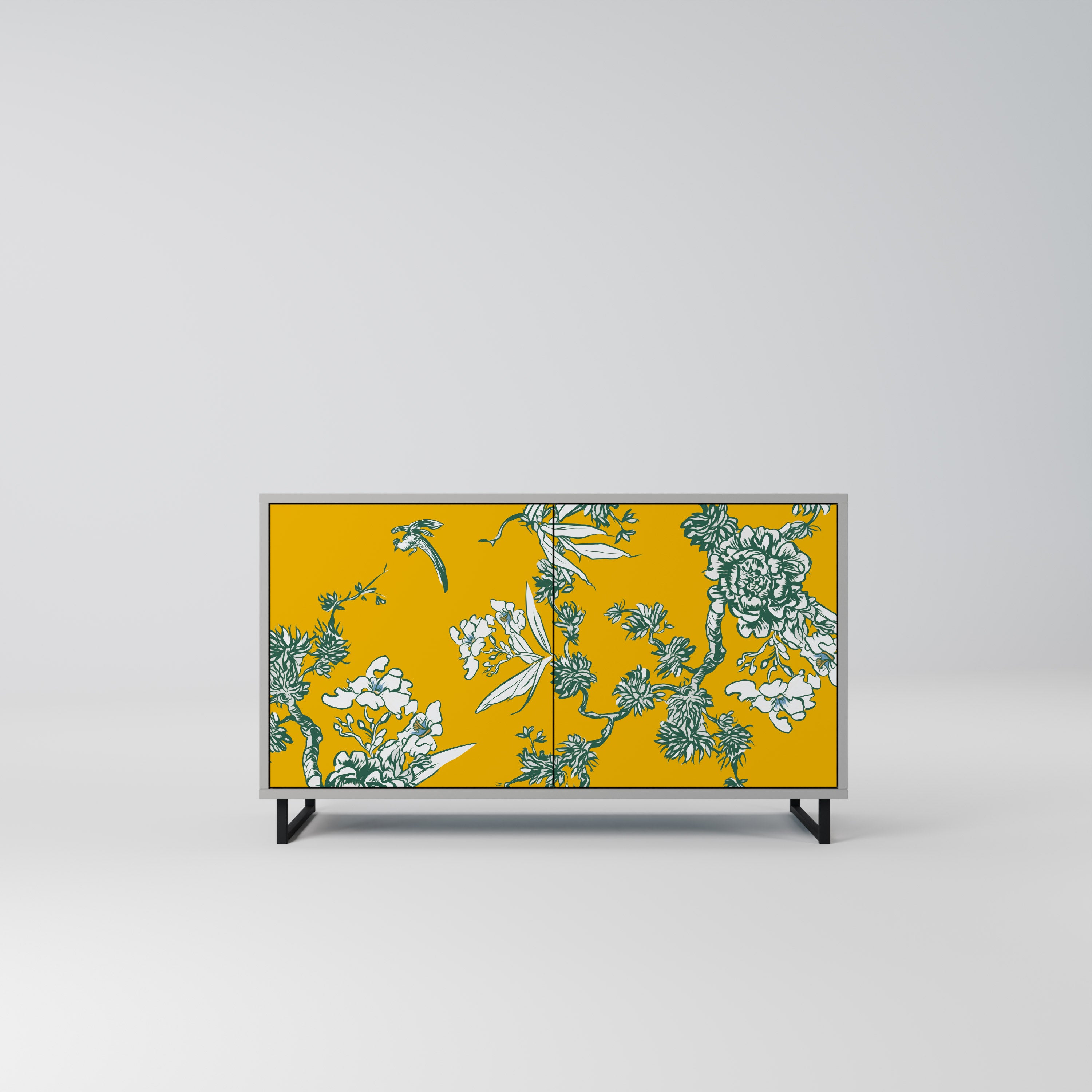 Aparador YELLOW CHINOISERIE de 2 puertas en acabado gris