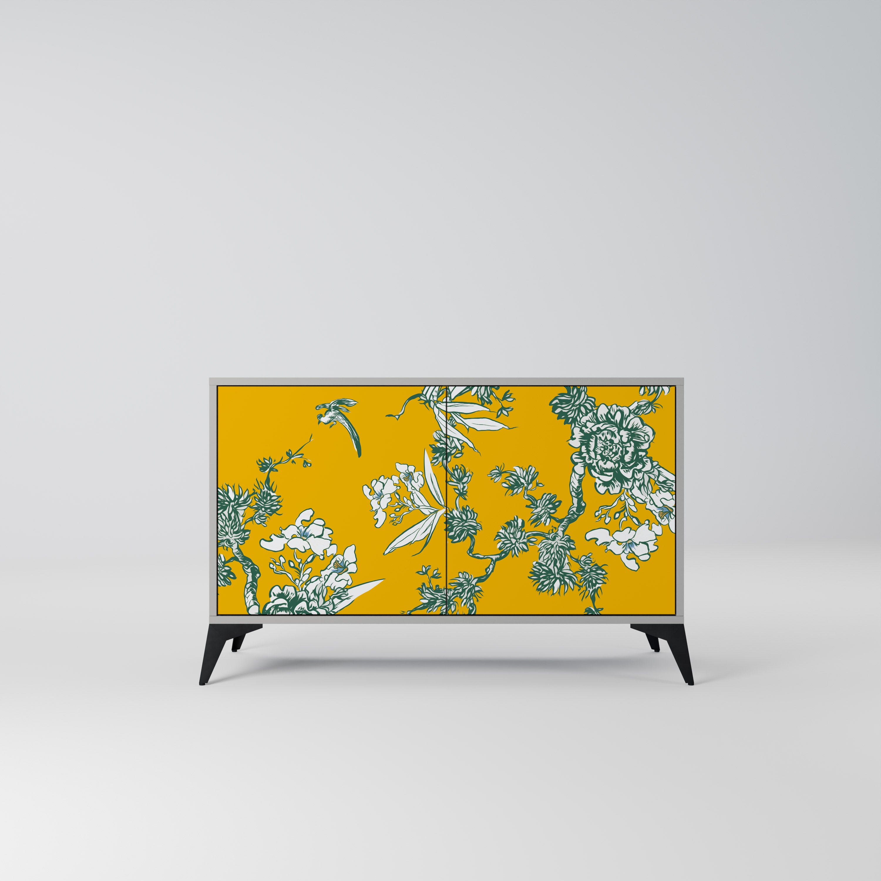 Aparador YELLOW CHINOISERIE de 2 puertas en acabado gris