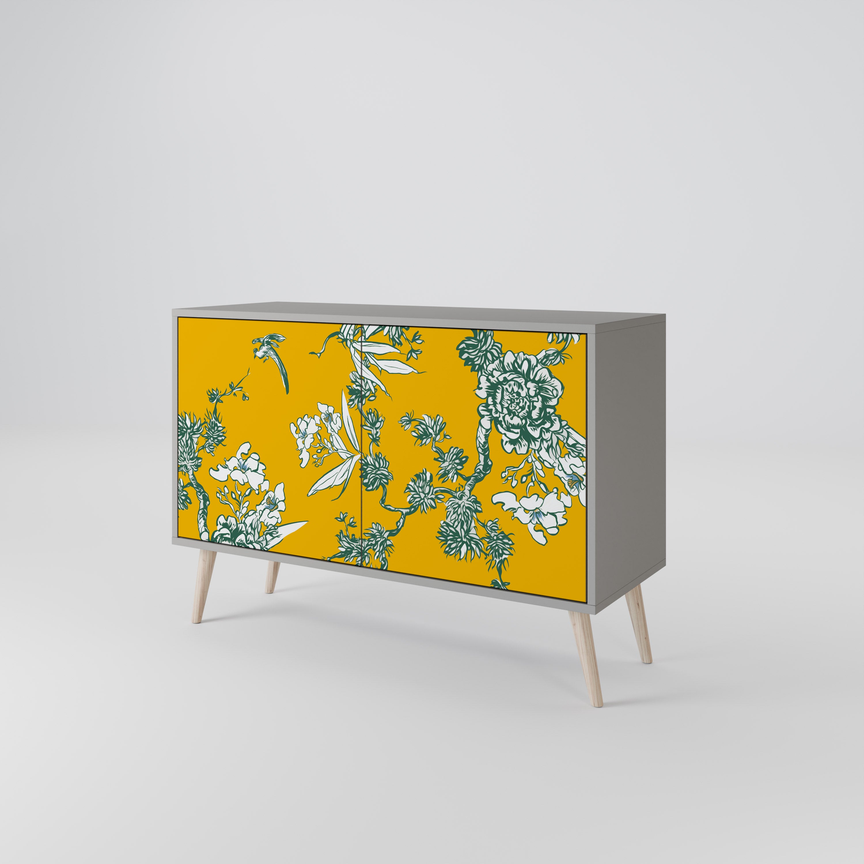 Aparador YELLOW CHINOISERIE de 2 puertas en acabado gris