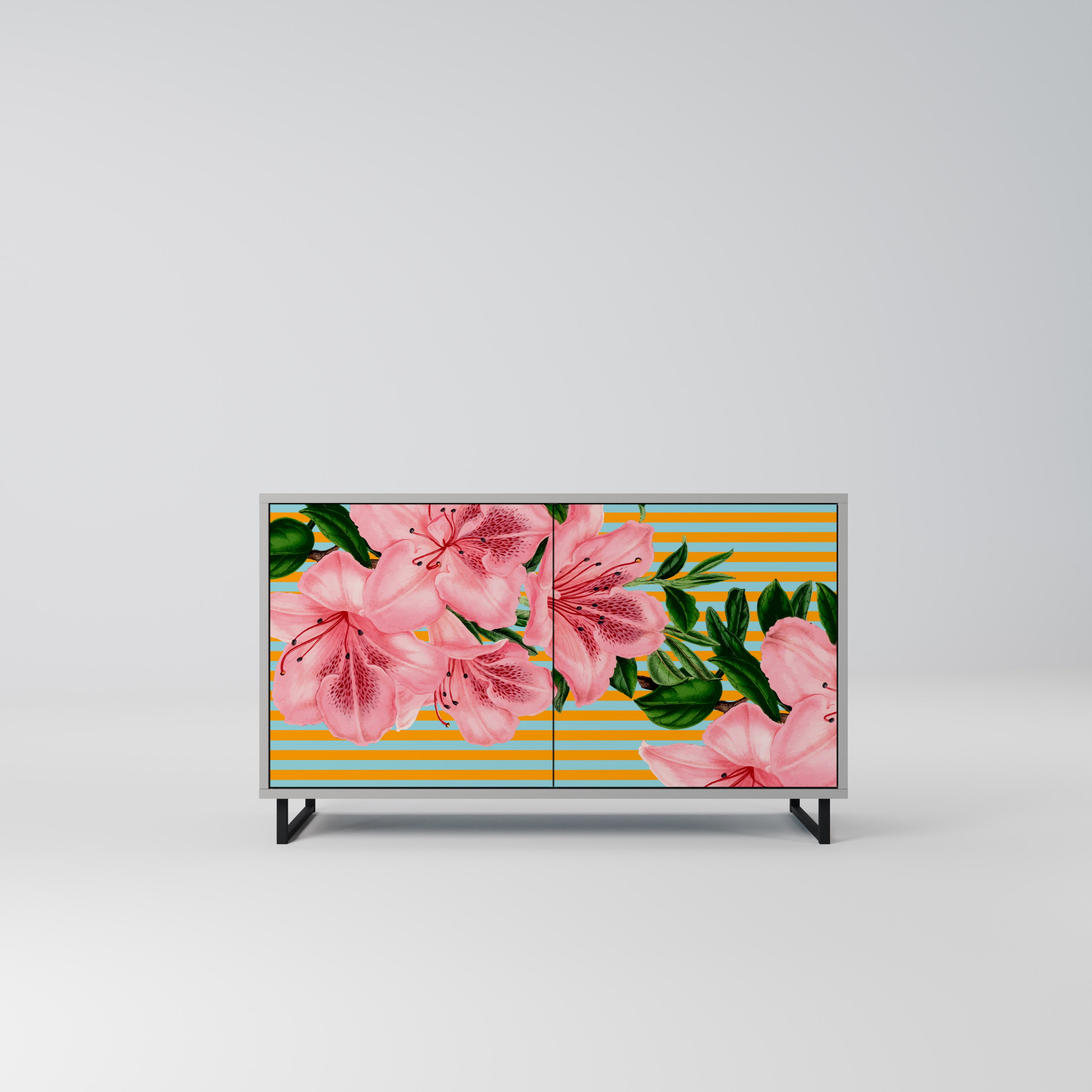 Aparador de 2 puertas FRAGILE BEAUTY en acabado gris