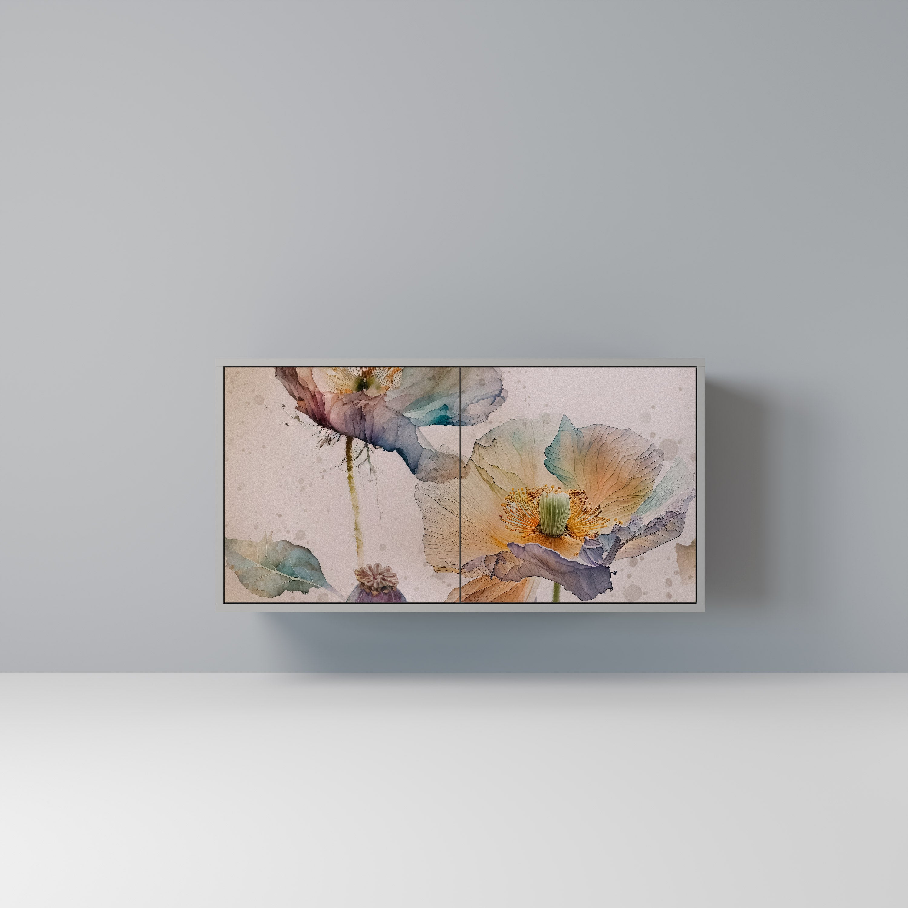 Aparador SOFTEN POPPY de 2 puertas en acabado gris