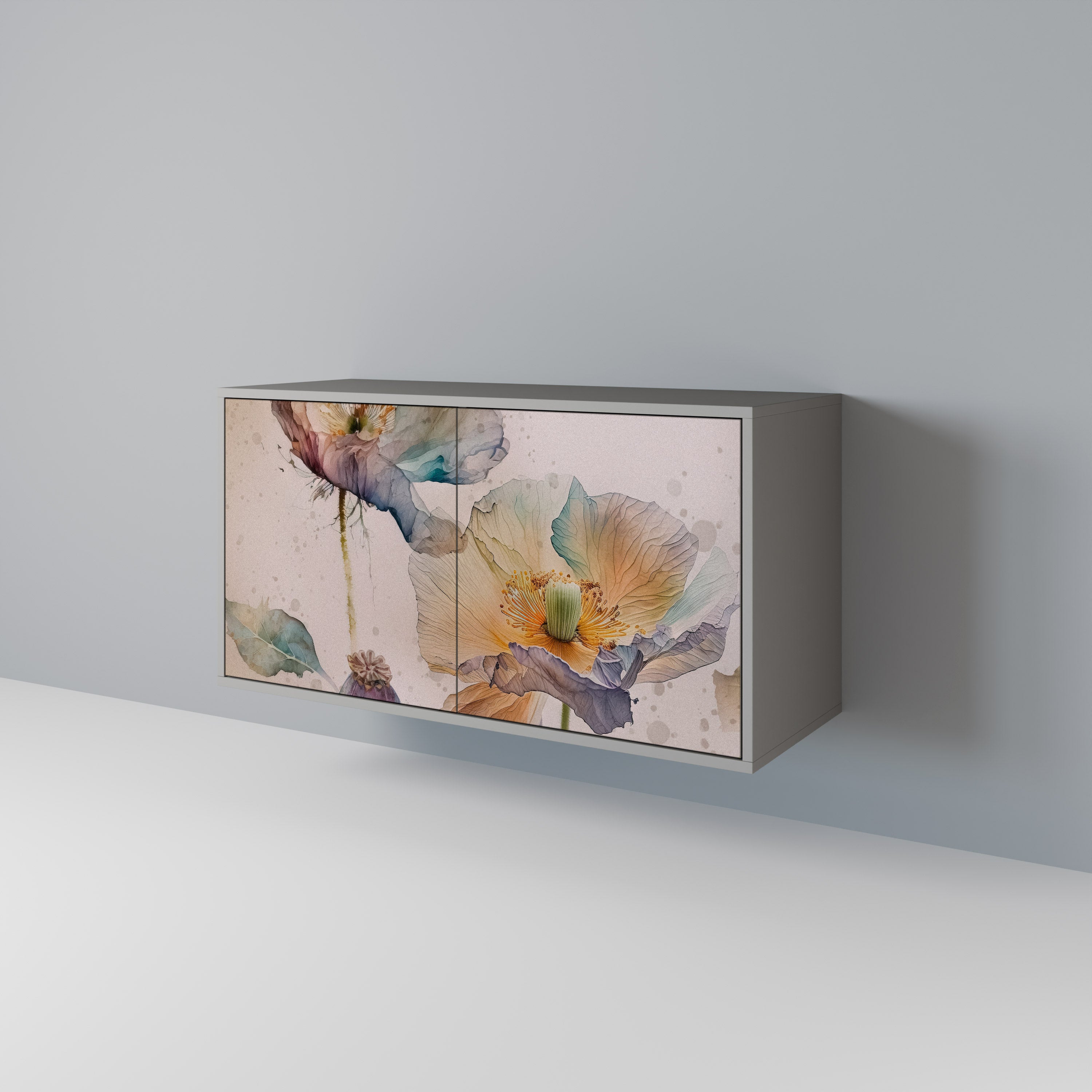 Aparador SOFTEN POPPY de 2 puertas en acabado gris