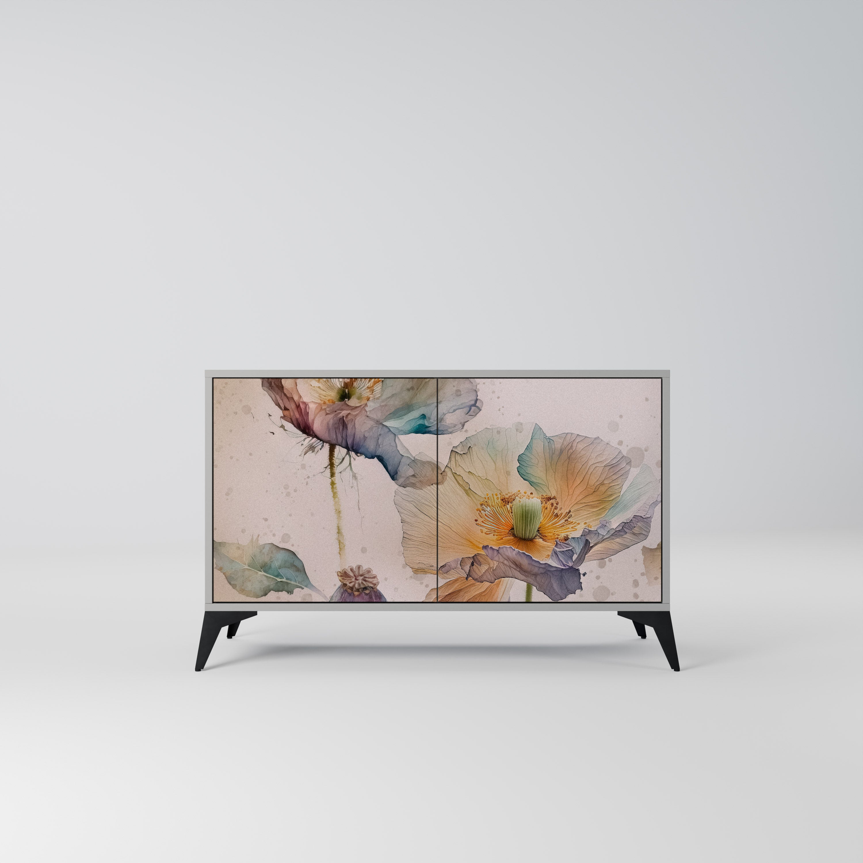 Aparador SOFTEN POPPY de 2 puertas en acabado gris