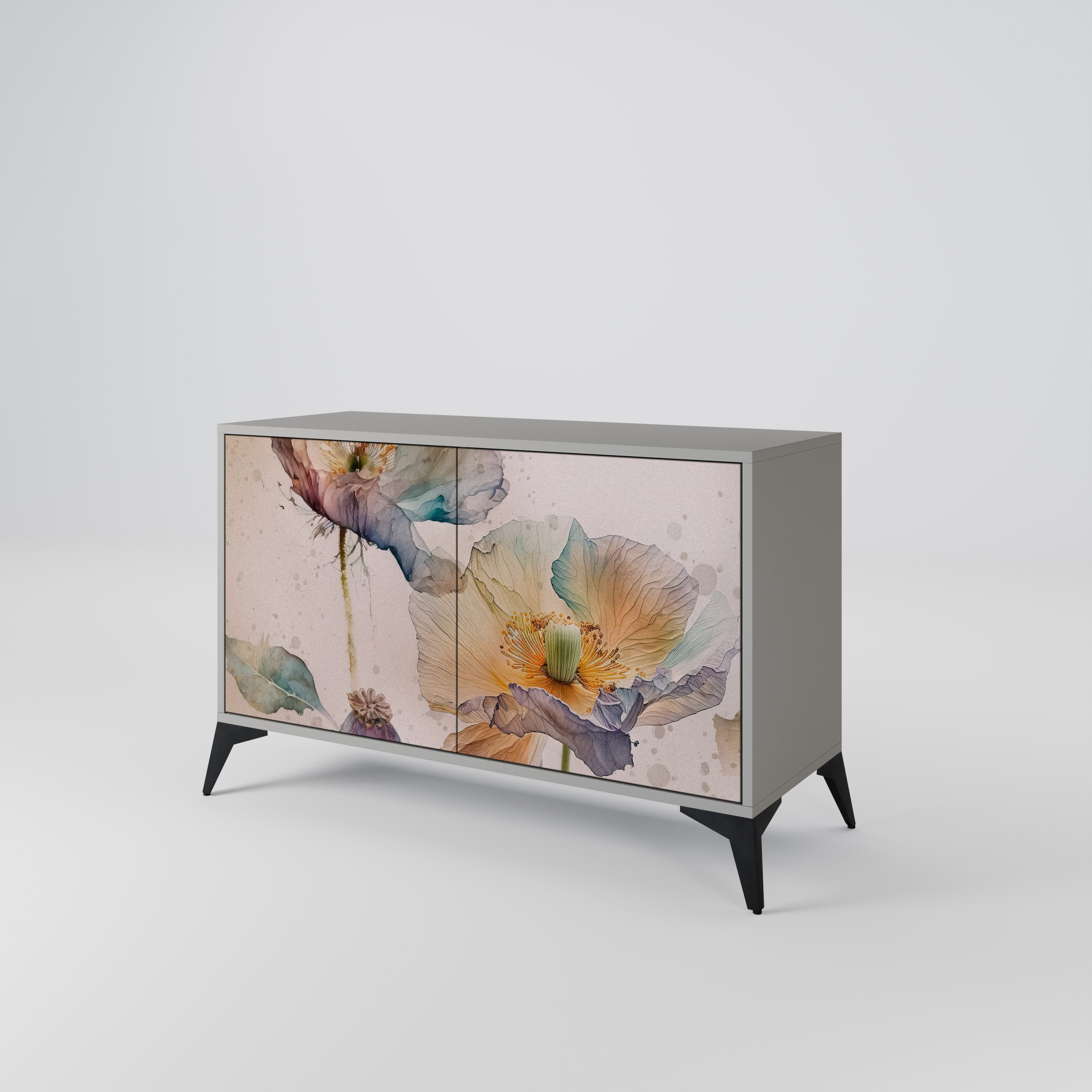 Aparador SOFTEN POPPY de 2 puertas en acabado gris