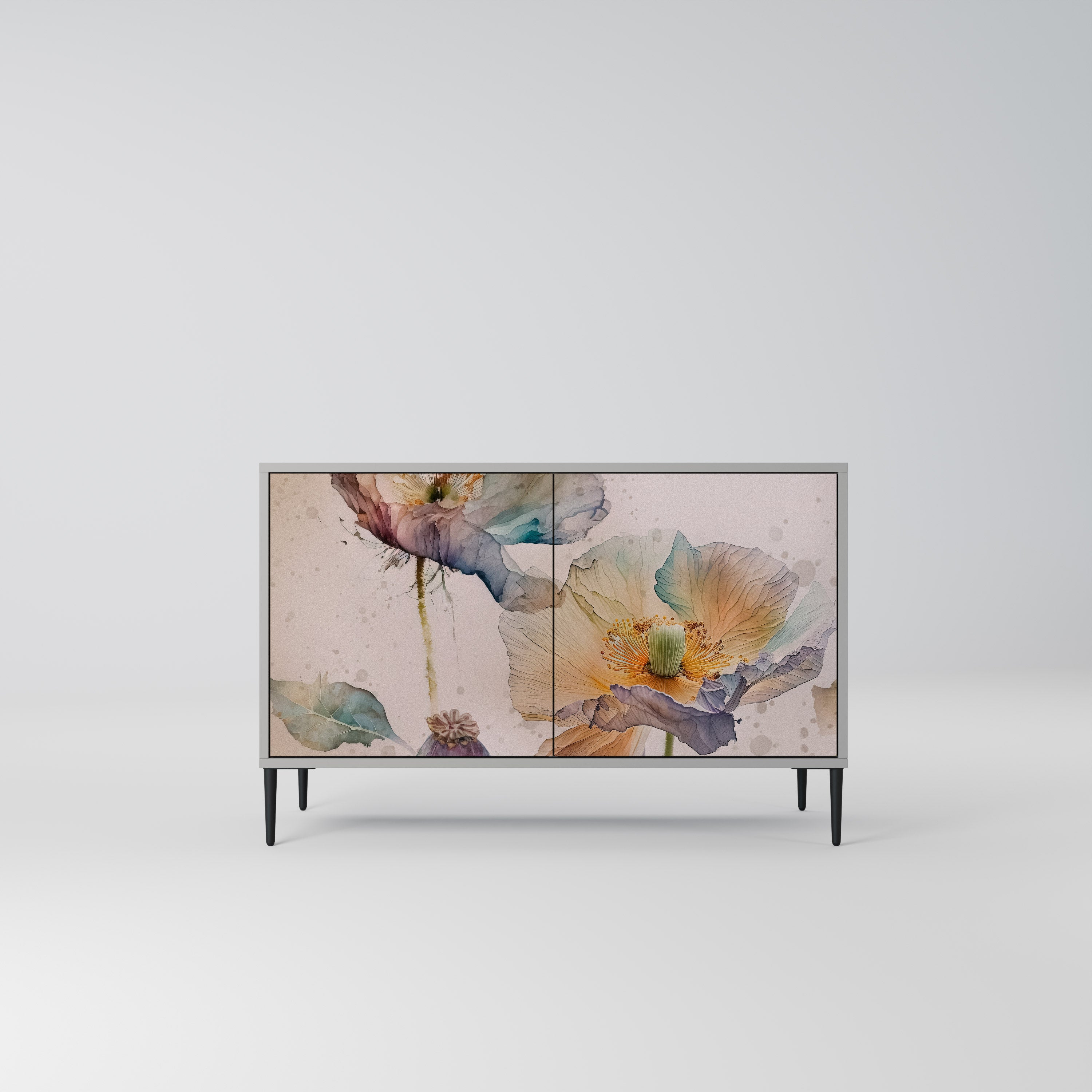 Aparador SOFTEN POPPY de 2 puertas en acabado gris