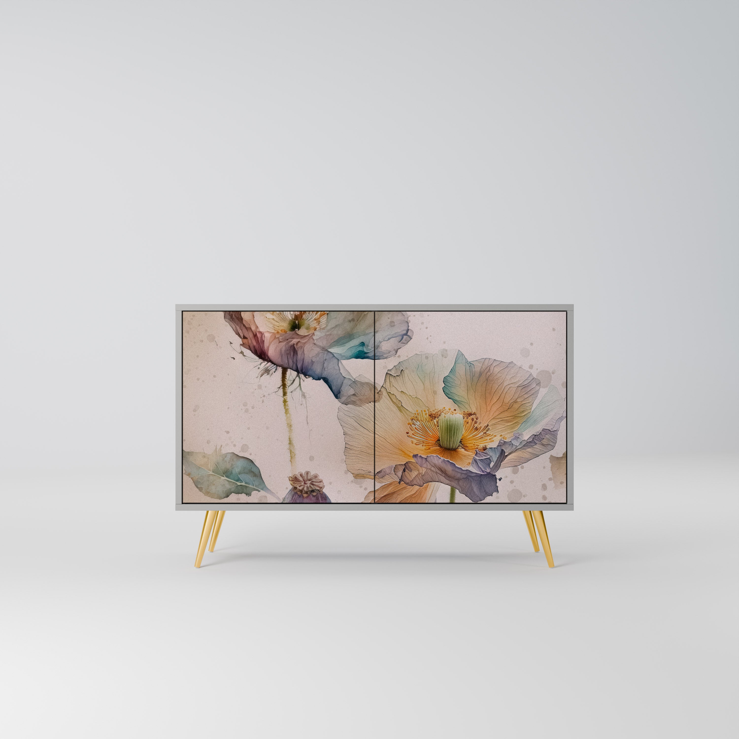 Aparador SOFTEN POPPY de 2 puertas en acabado gris