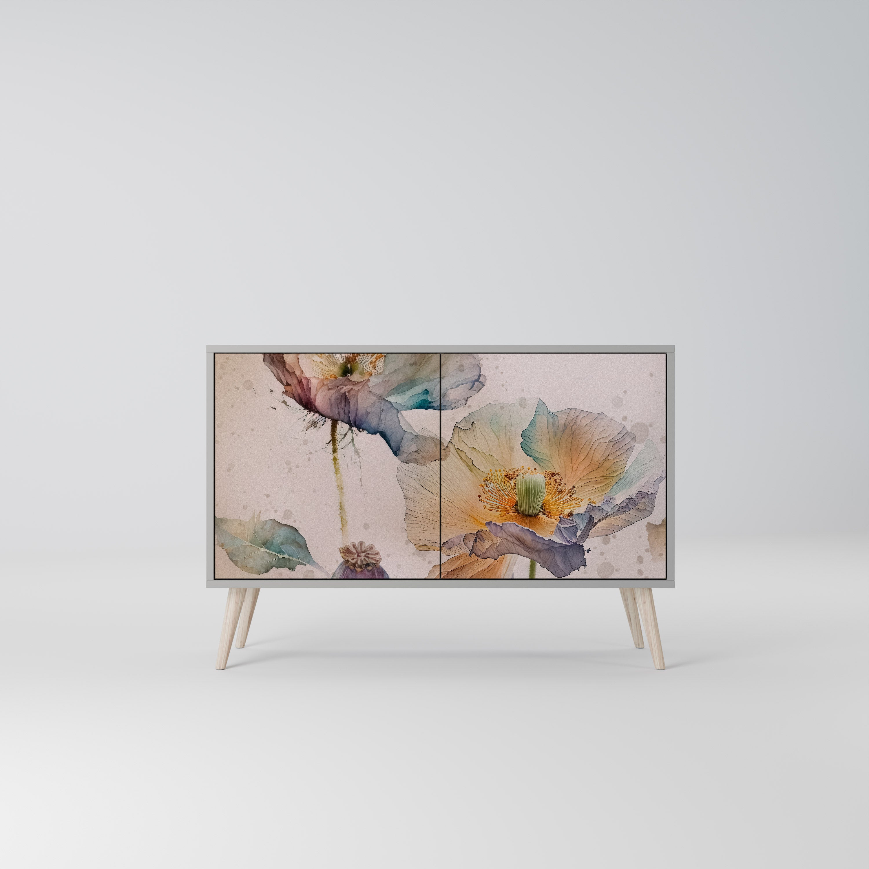 Aparador SOFTEN POPPY de 2 puertas en acabado gris