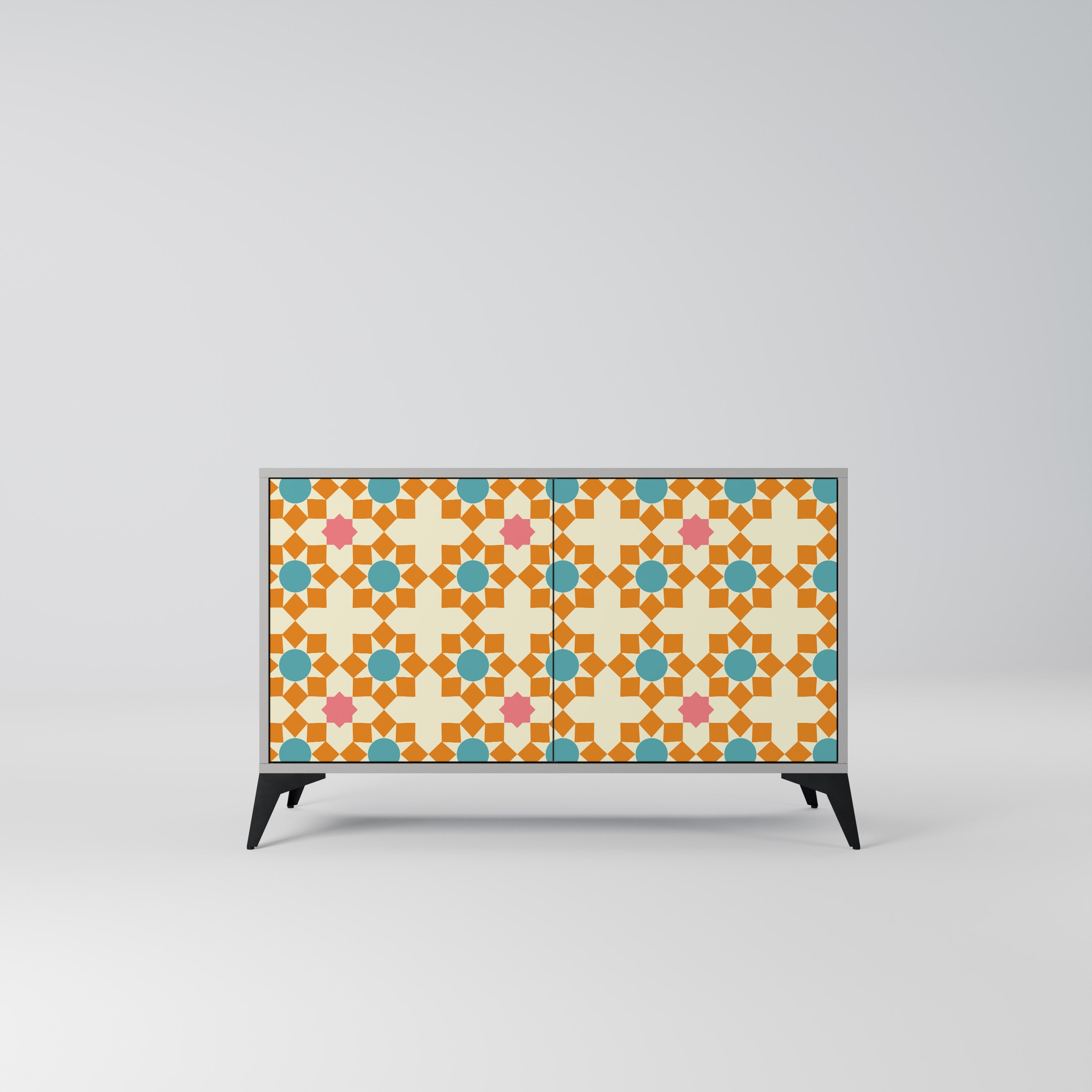 Aparador de 2 puertas FLORAL DECOR en acabado gris