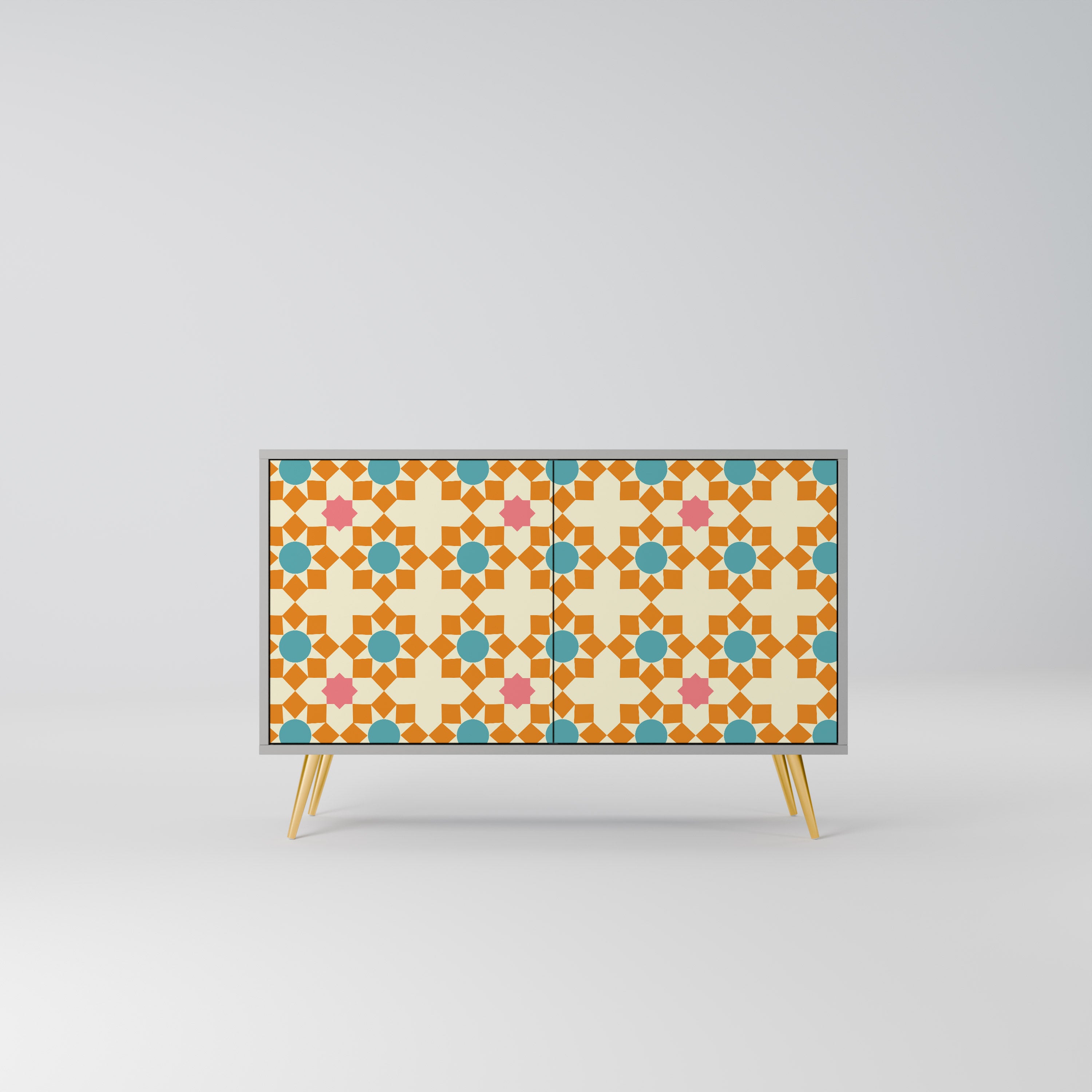 Aparador de 2 puertas FLORAL DECOR en acabado gris