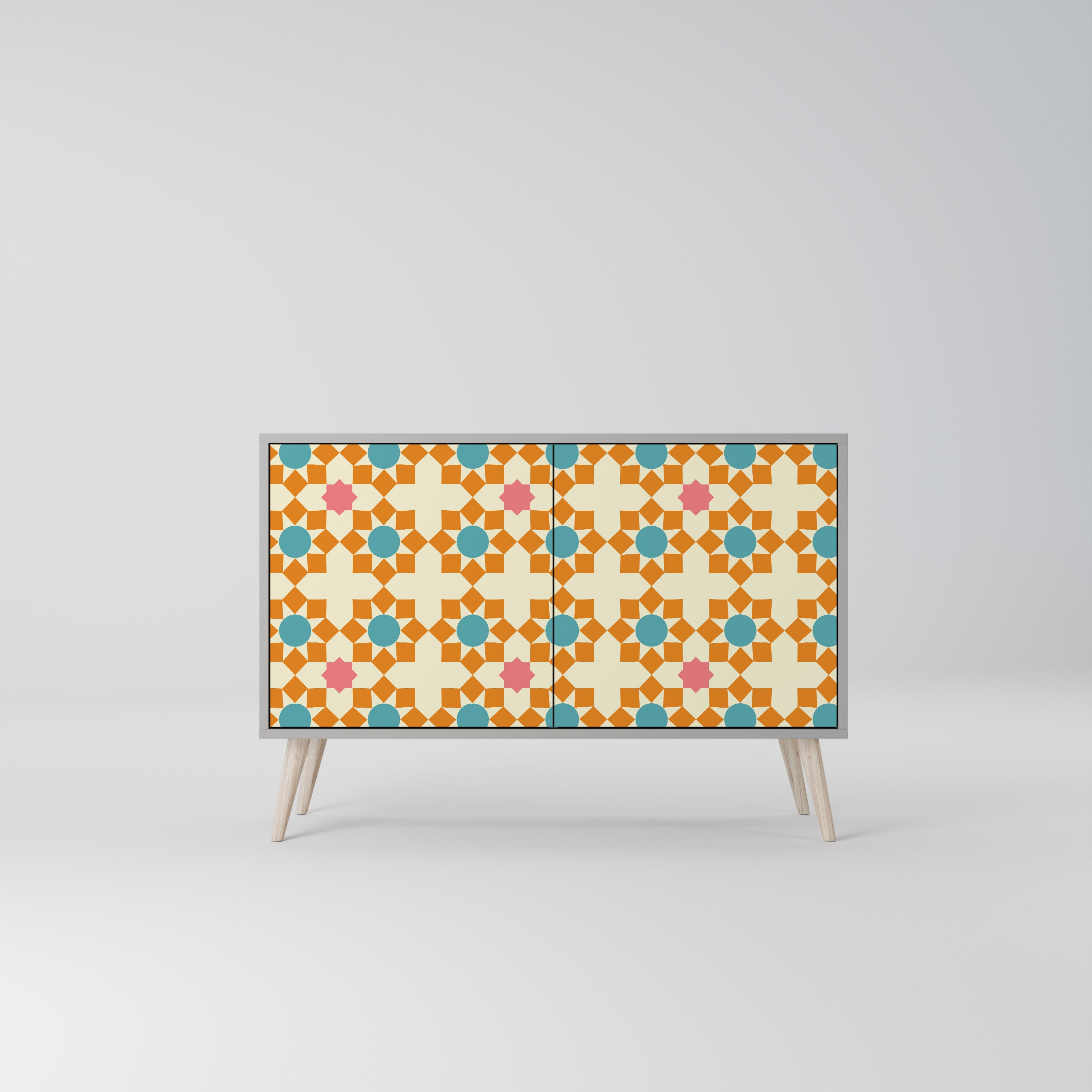 Aparador de 2 puertas FLORAL DECOR en acabado gris